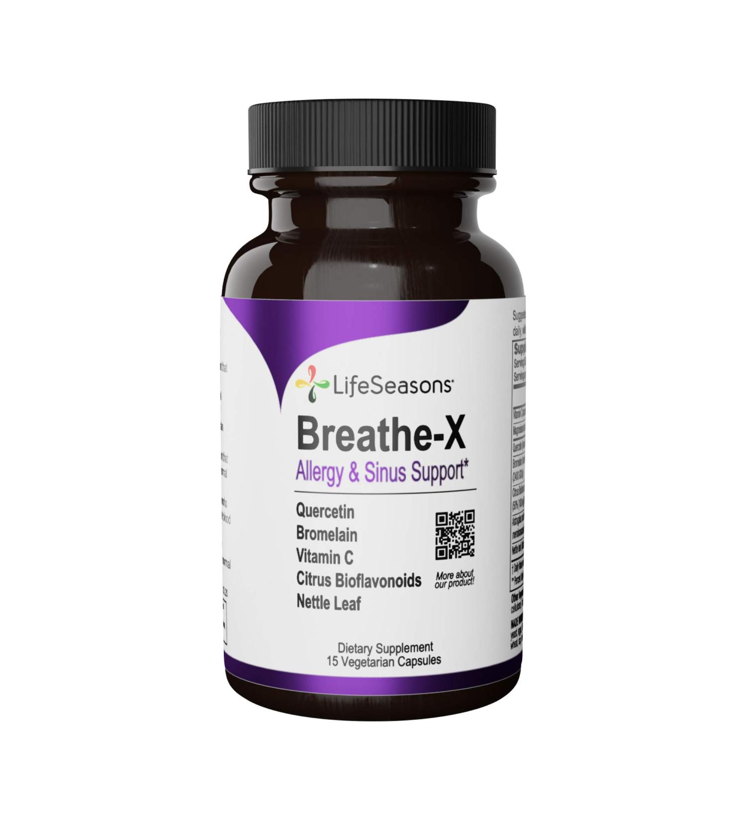 Breathe-X Allergy & Sinus Support by LifeSeasons | 15 Vegicaps for Natural Relief - Buy Online on GoSupps.com