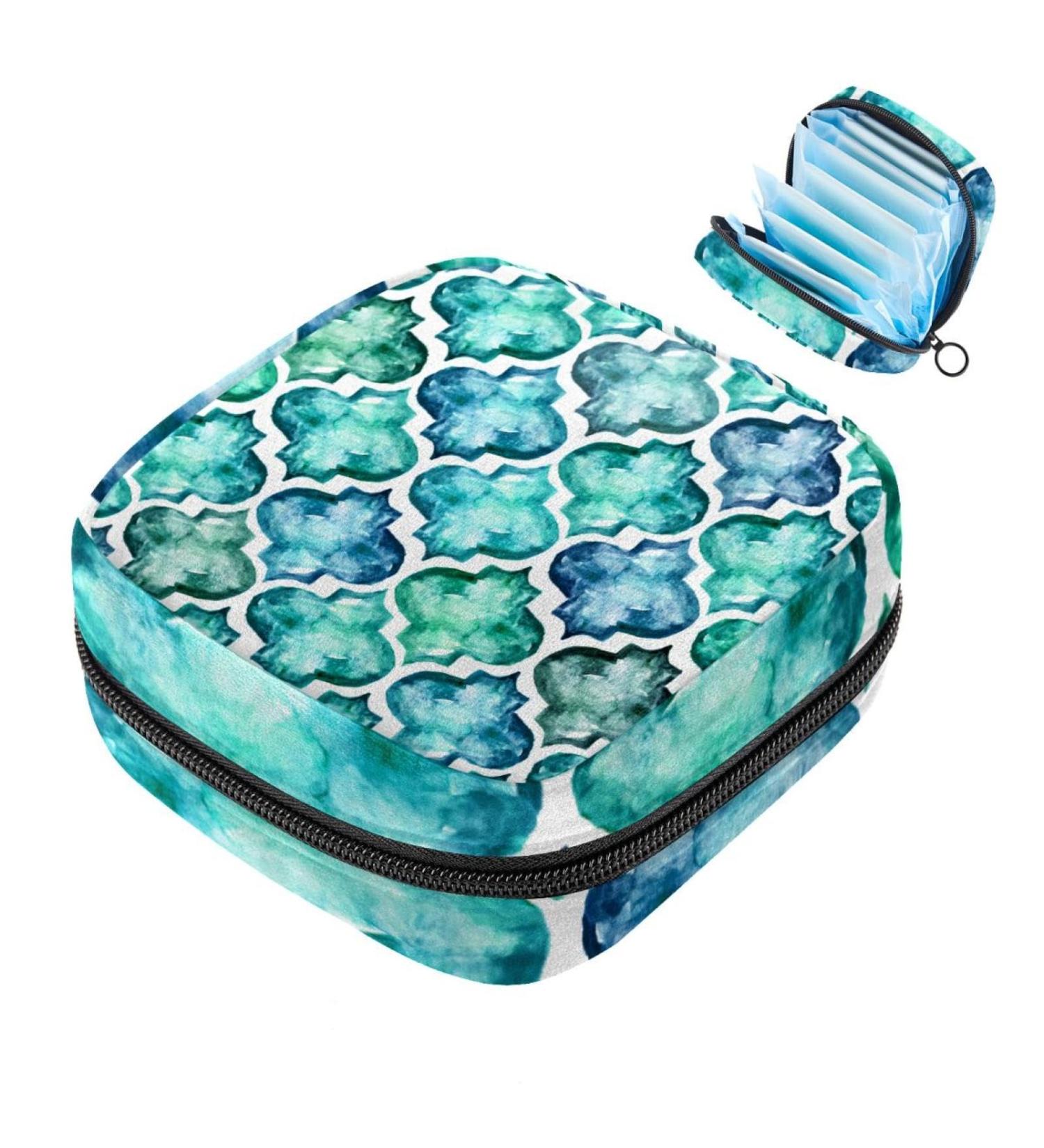 Artistic Turquoise Storage Bags for Women's Bandages & Menstrual Pads - Portable Multi-Color Organizer for School & Travel - Buy Online on GoSupps.com