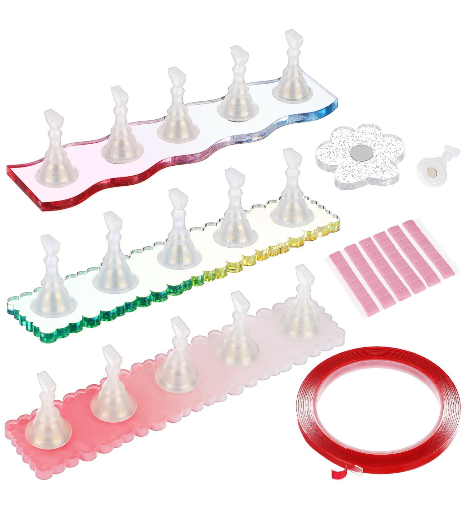 Healeved Press on Nail Stand Acrylic Nail Stand with Putty Set False Acrylic Nail Display Stand Fake Nail Tip Practice Holder False Nail Holder for Painting Manicure Tool Nail Salon Supplies - Buy Online on GoSupps.com