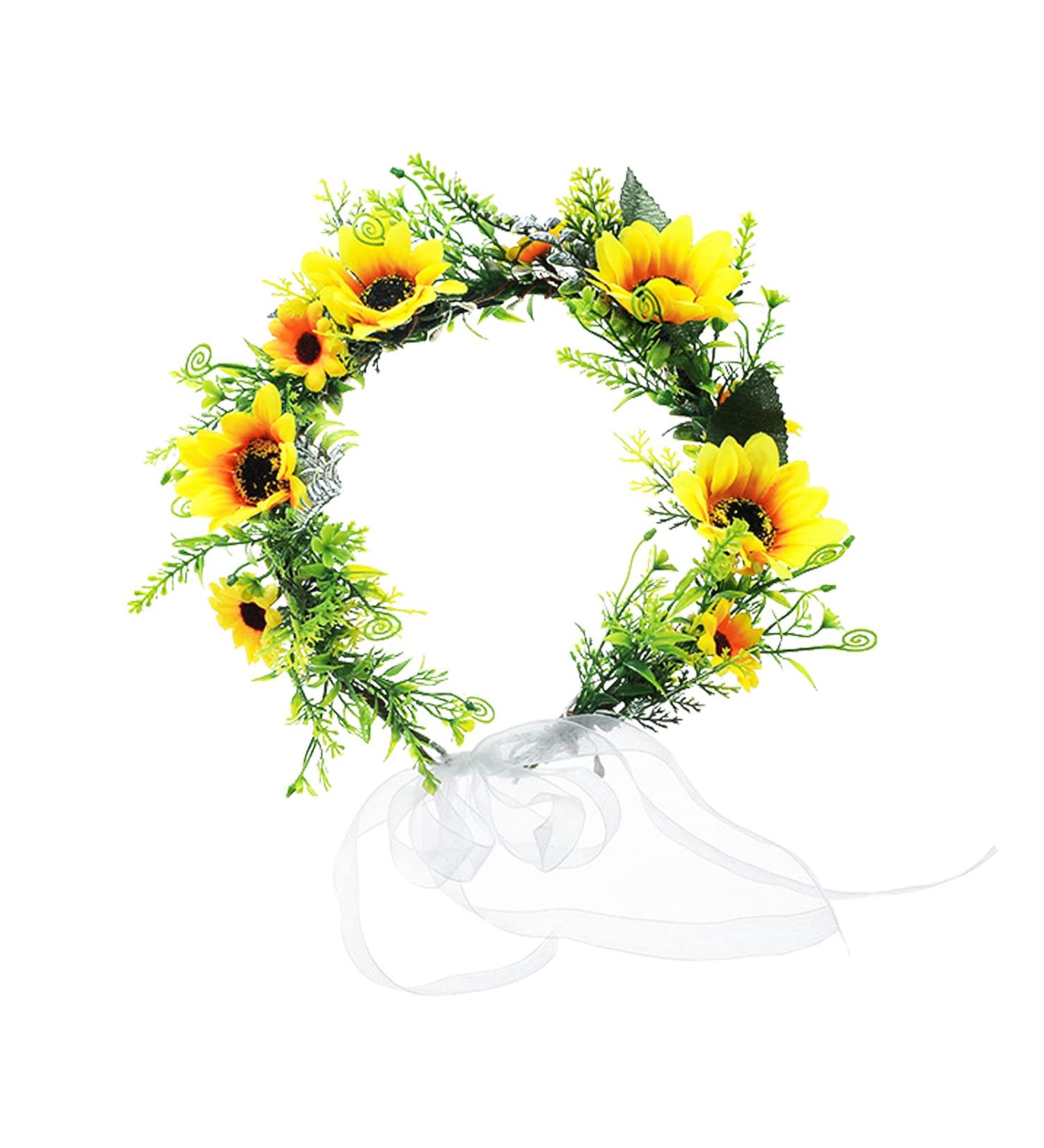 Sunflower Headband Sunflower Hair Wreath Floral Flower Crown for Girls Brides Ladies - Buy Online on GoSupps.com
