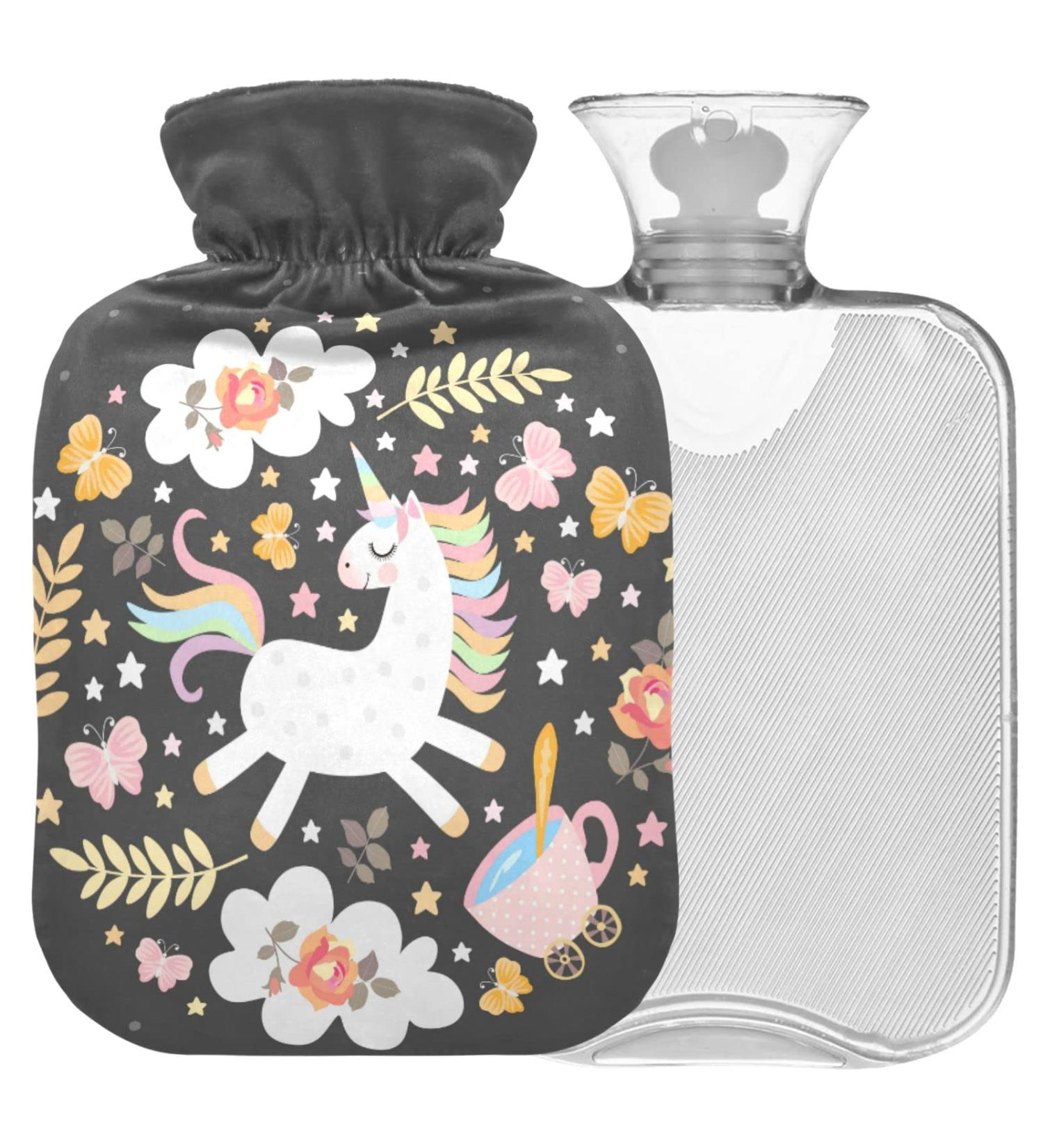 Naanle Magic Unicorn Hot Water Bottle - 1L Transparent Heat Bottle for Bed & Hand Warmers | Pain Relief & Cold Therapy - Buy Online on GoSupps.com