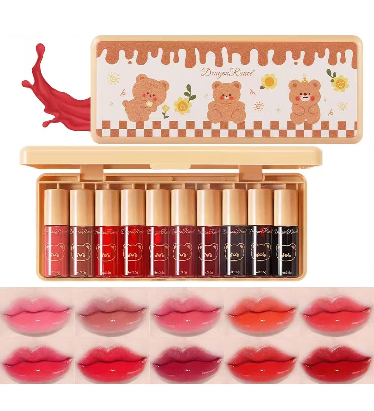 10 Colors Liquid Tint Stain Set - Korean Lip Gloss & Multi-Use Lip and Cheek Tint - Long-Lasting Moisturizing Mini Lipstick | Shop Internationally - Buy Online on GoSupps.com
