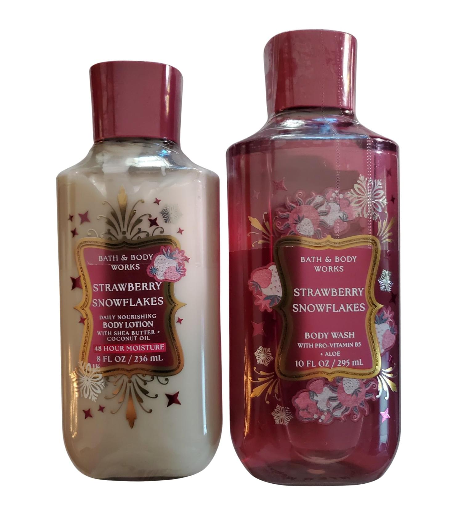 Bath & Body Works Women's Strawberry Snowflakes Body Lotion and Body Gel Wash 2 Piece Set - Buy Online on GoSupps.com