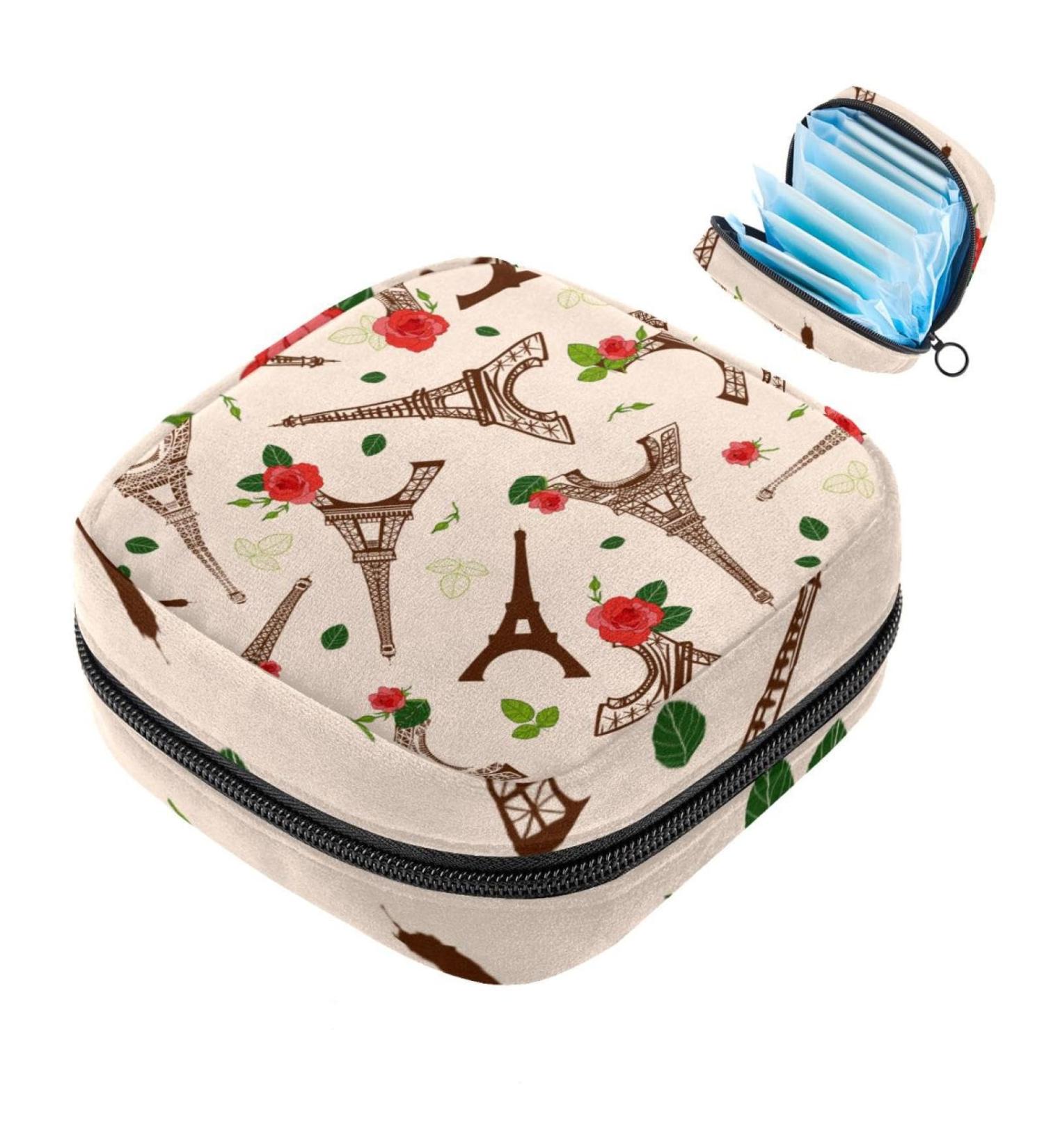 Portable Women's Menstrual Cup Bags - Multicolored Eiffel Tower Design for Teen Girls | Bind-Up Pockets for Tampons & First Period Essentials - Buy Online on GoSupps.com