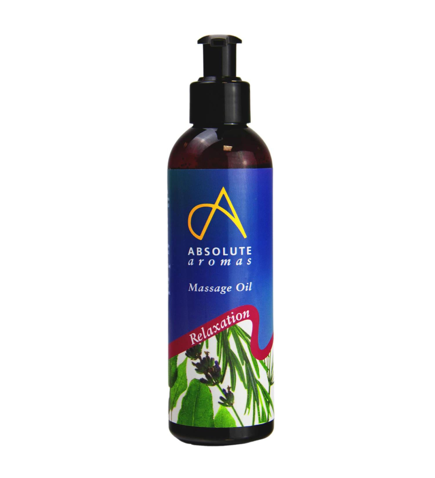 Absolute Aroma Relaxation Bathing & Massage Oil 200ml - Pure Essential Oils of Lavender Chamomile & Bergamot in Jojoba Sweet Almond & Night Candle Base - Soothing Massage Oil for Stress Relief - Buy Online on GoSupps.com