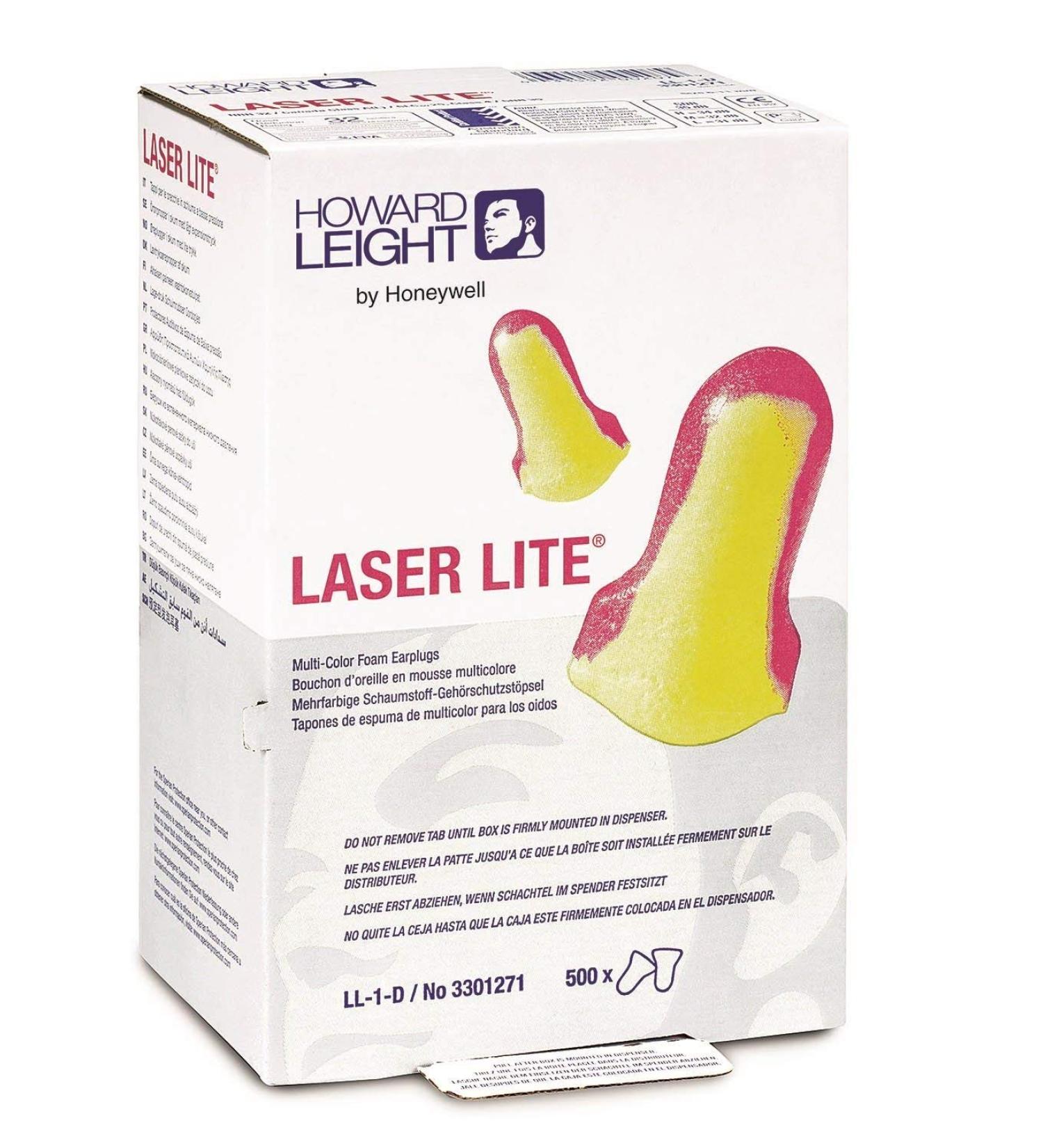 50 Pairs Howard Leight LL-1 Laser Lite Uncorded Ear Plugs in Polybag NRR 32 - Individually packed in Pairs in sealed plastic bag