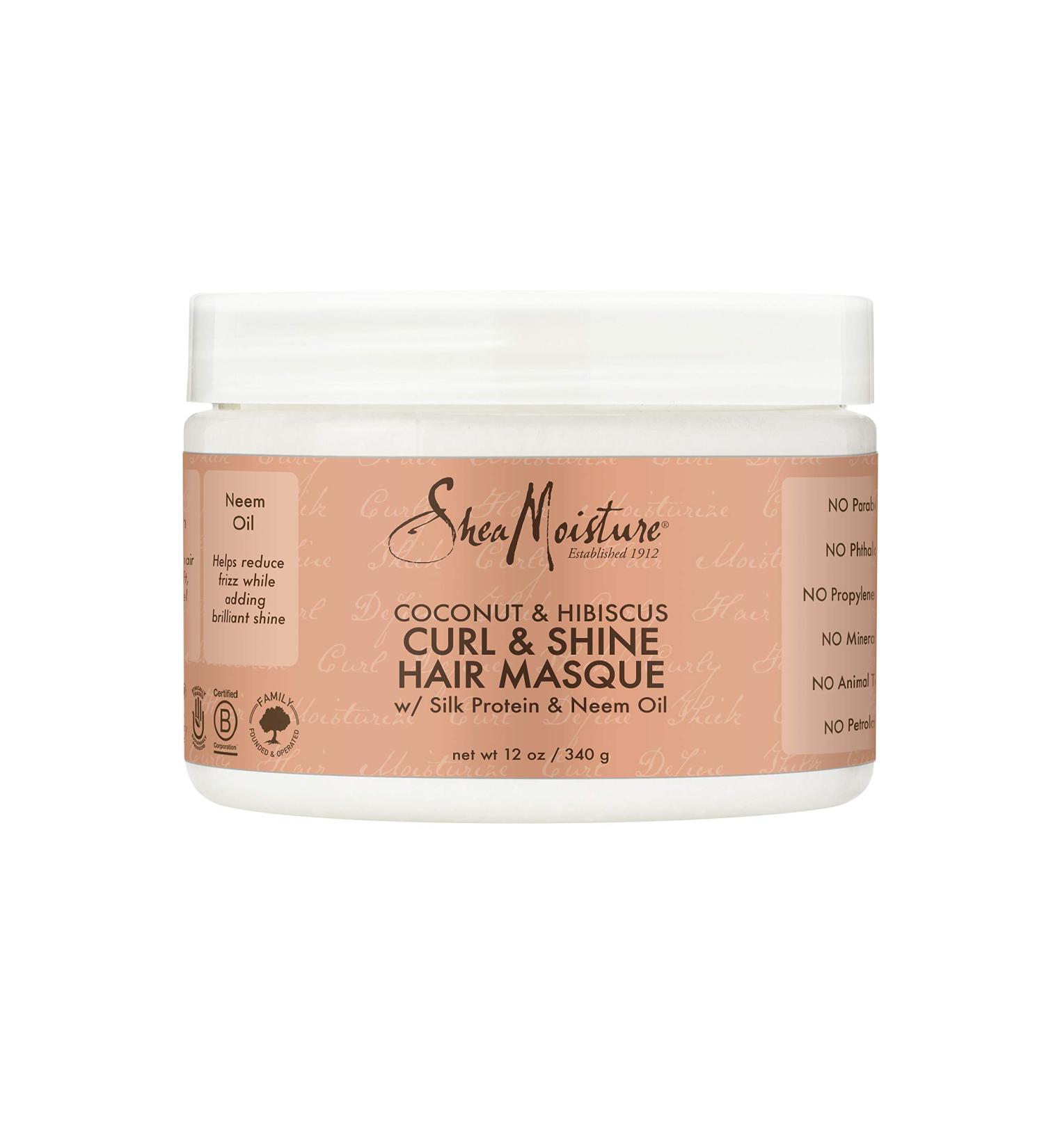SheaMoisture Curl & Shine Hair Masque - Silk Protein & Neem Oil, Coconut & Hibiscus 12 oz - Buy Online on GoSupps.com