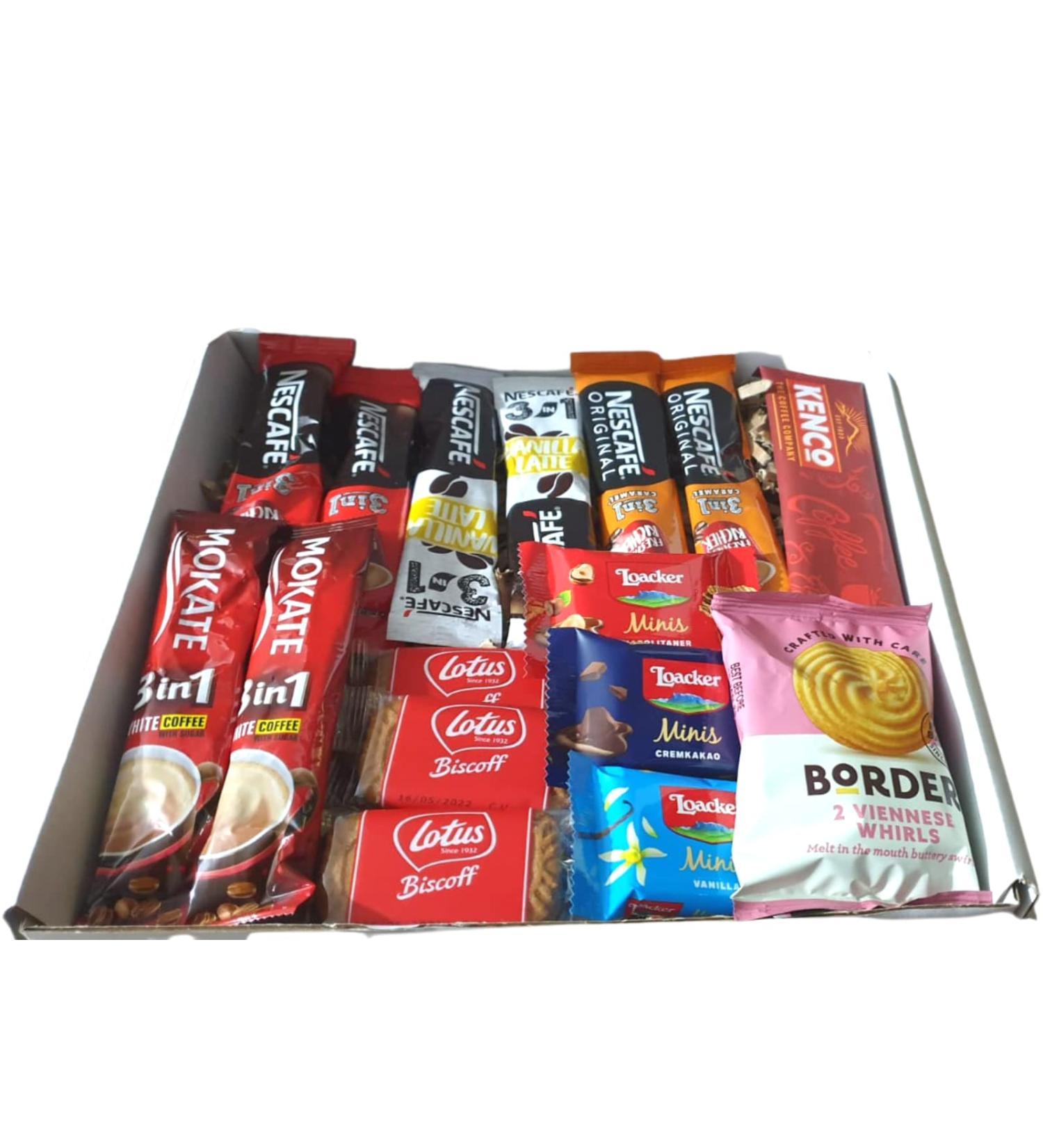 Coffee Gift Box For Men and Women| Coffee Lovers Gifts Set Hamper | Fantastic Letterbox gifts for Coffee Connoisseur | 9 Instant Coffee Sachets | Border Biscuits | Lotus Biscuits| Wafers| All Occasion - Buy Online on GoSupps.com