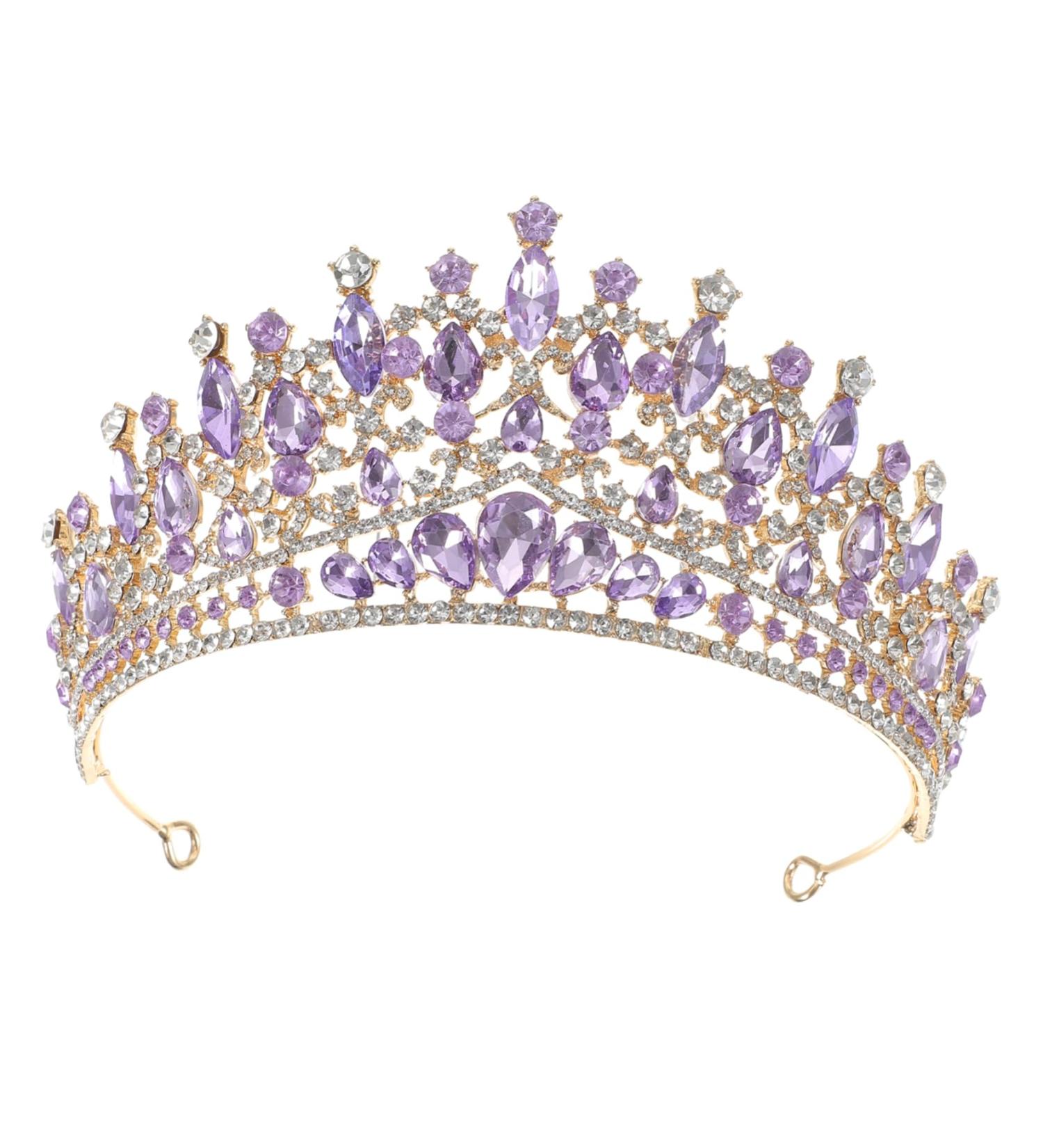 WATIIFUFU Bridal Crown Bridal Hair Decor Bride Headband Rhinestone Decor Bridal Headpiece Bridal Rhinestone Crown Hair Accessories for Brides Bridal Headwear Women Headdress Purple Alloy - Buy Online on GoSupps.com