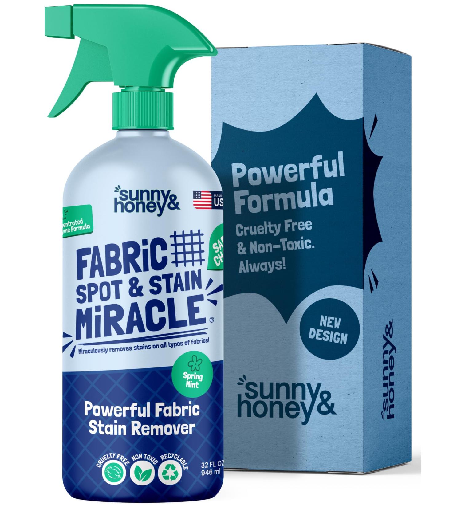 Sunny & Honey Non Toxic Fabric Stain Remover Spray - 32oz Eco-Friendly Spot & Stain Remover for Couch Upholstery Carpet Rug Car Seat & Baby/Pet Stains - Buy Online on GoSupps.com
