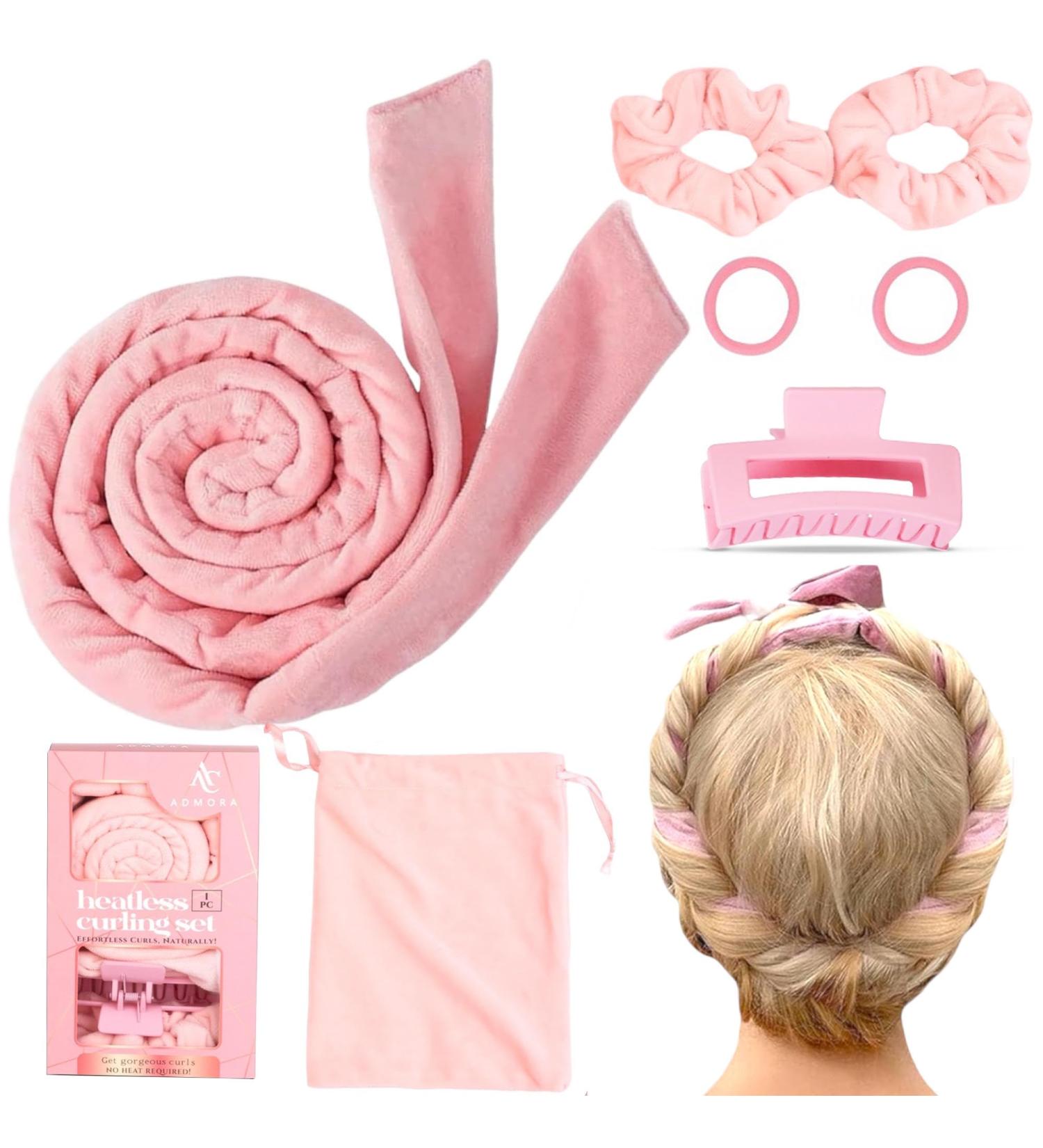 ADMORA Heatless Curlers Headband - Overnight Soft Curls Set for Long and Short Hair - Pink - Buy Online on GoSupps.com