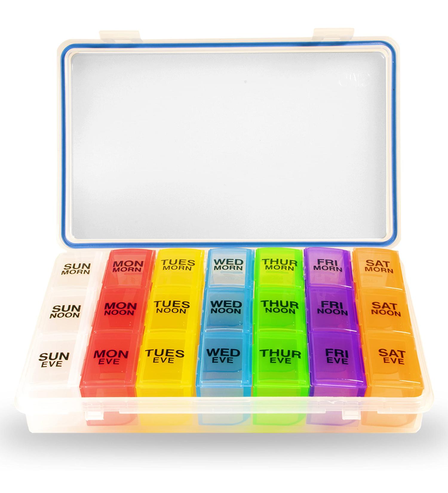 Buy GMS Weekly 3 Times a Day Large Pill Organizer - Airtight BPA-Free Waterproof 7-Day Pill Box for Vitamins & Supplements - Buy Online on GoSupps.com