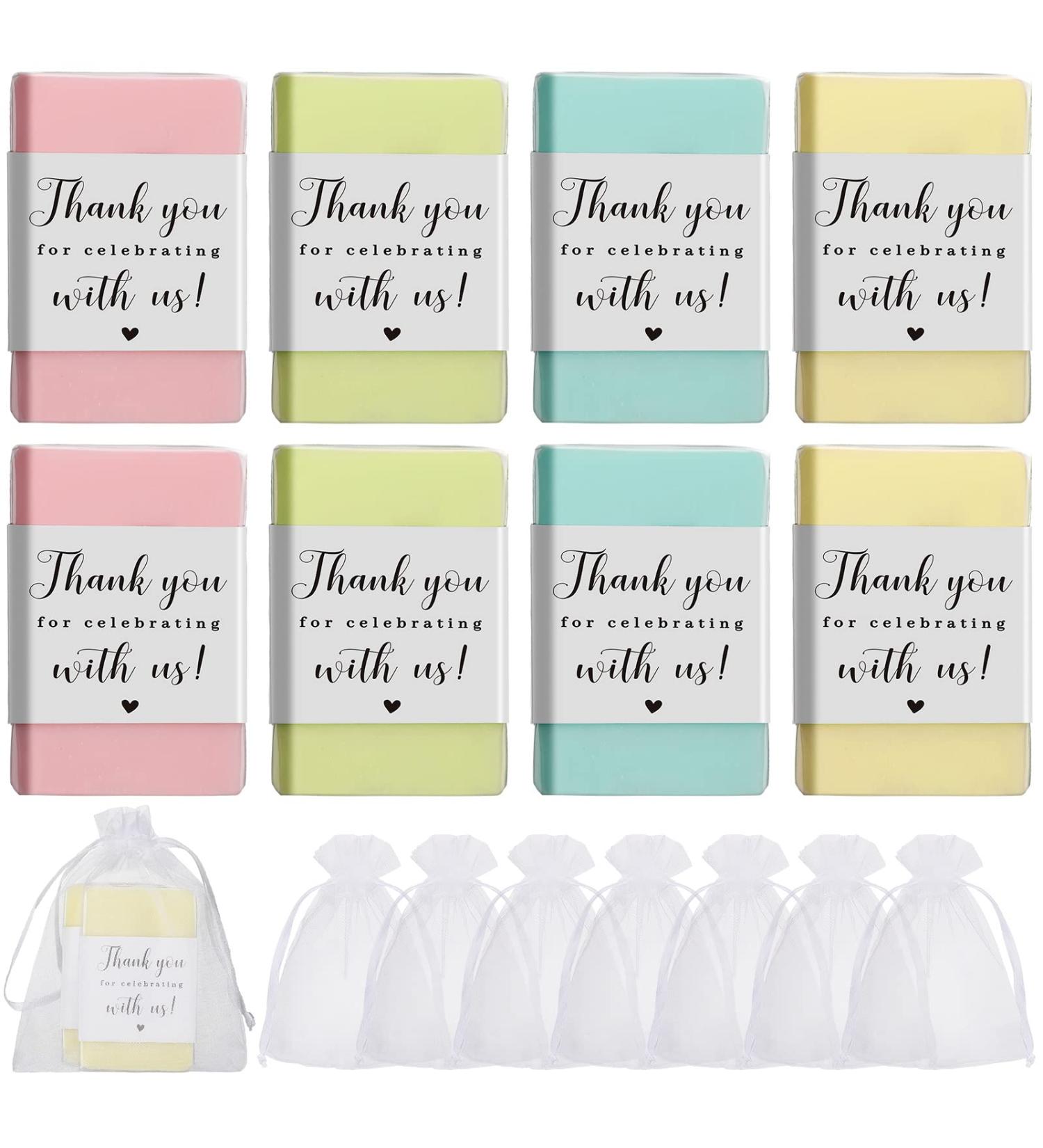 60 Mini Soap Favors Gift Set - Small Scented Bars for Hands & Body - Moisturizing Bath Soaps in Organza Bags for Baby Shower, Bridal Shower, Wedding, Birthday Party - Buy Online on GoSupps.com