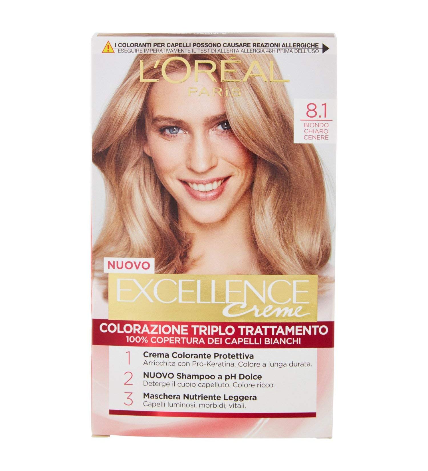 L'Or al Paris Excellence Cr me 8.1 Cool Blonde Hair Color - 100% Gray Coverage 3-Way Care Shampoo & Cream International Shipping Available - Buy Online on GoSupps.com