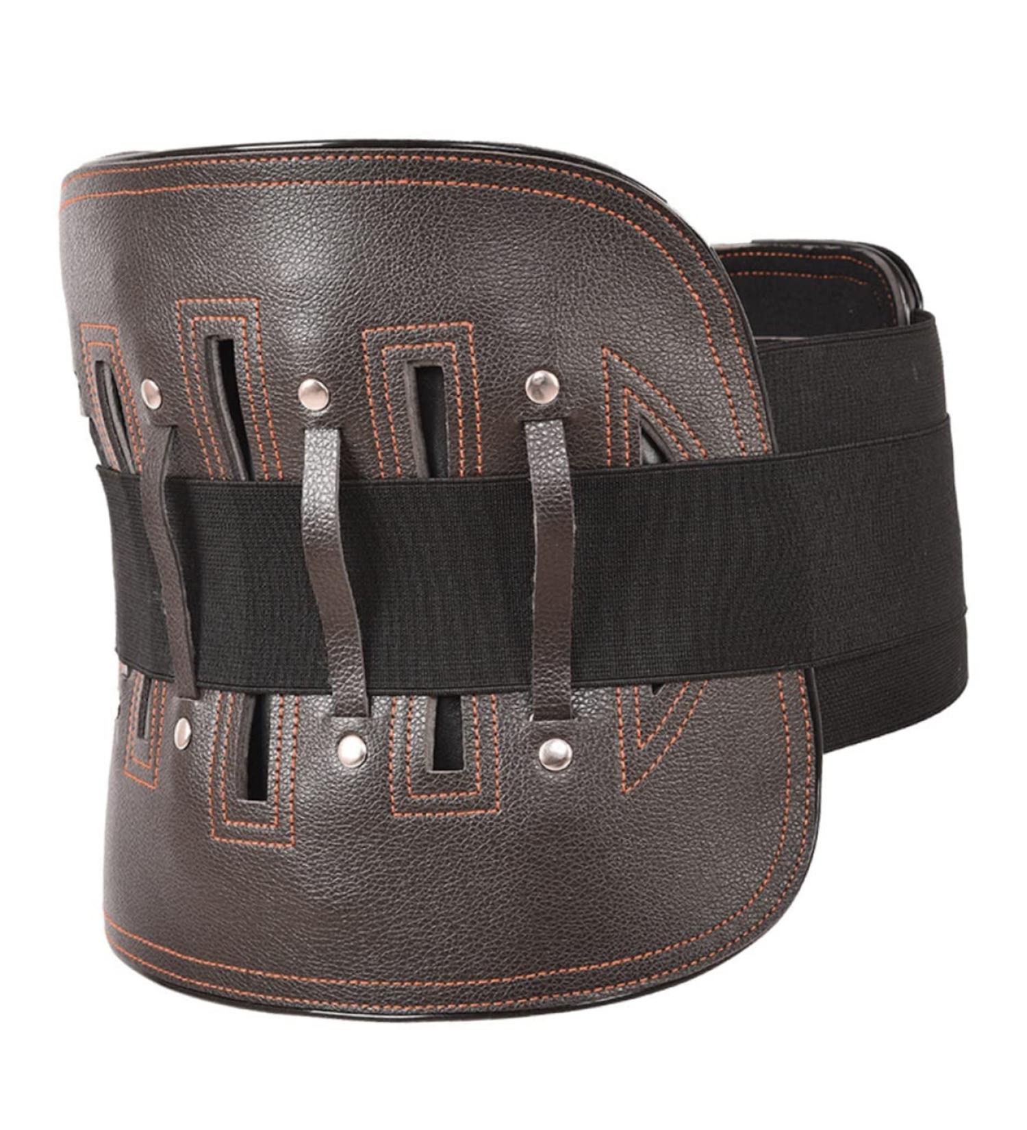 Belt Straps for Men | Leather Back Brace Support - Unisex Lumbar Protector | Durable Waist Supporter 86x25x2cm Brown - Buy Online on GoSupps.com