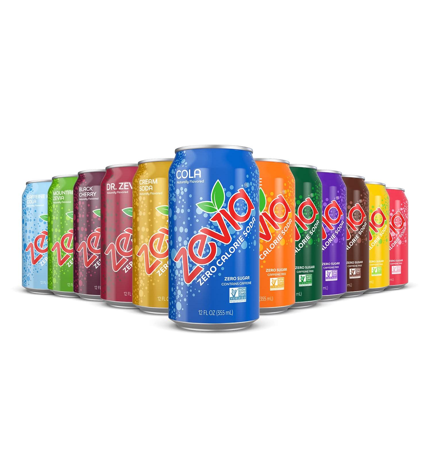 Zevia Zero Calorie Soda Rainbow Variety Pack - 24 Pack of 12 oz Cans - Buy Online on GoSupps.com
