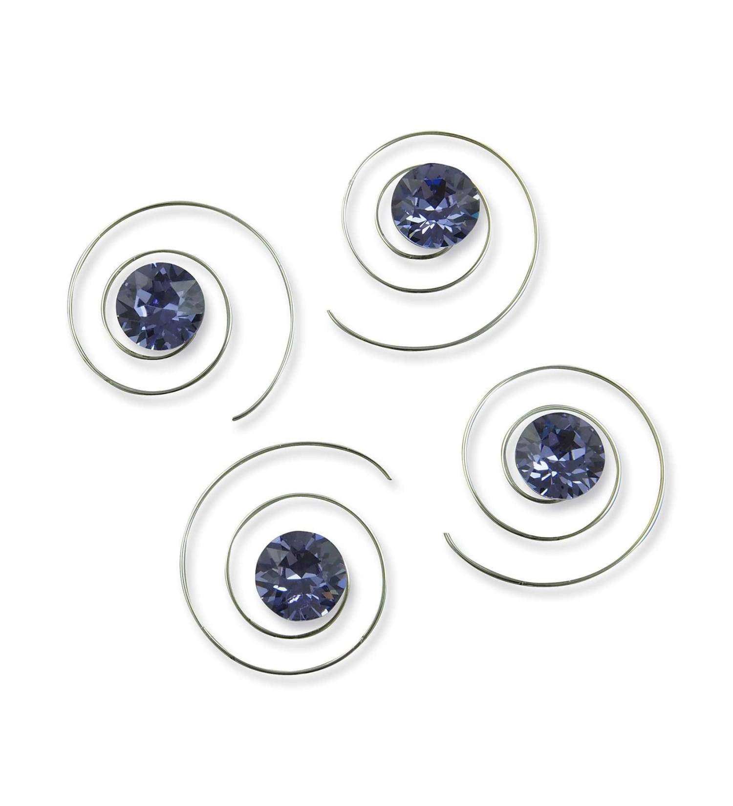 Rivelle Rhinestone Hair Spirals | 8mm Tanzanite Swarovski Hair Accessories for Weddings & Bridal Jewelry - 8 Pieces - Buy Online on GoSupps.com