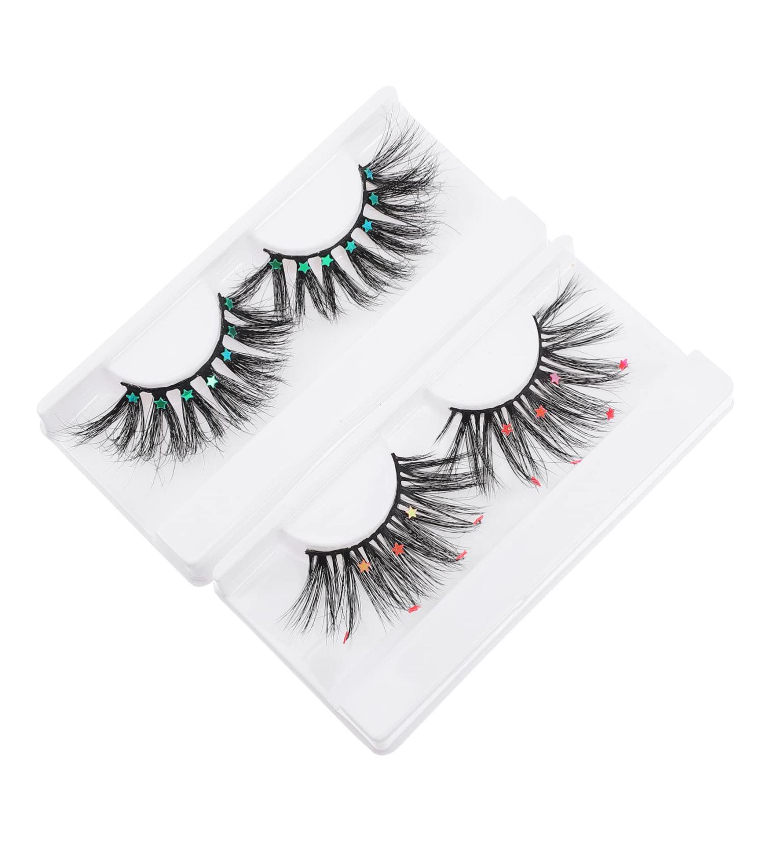 Homoyoyo 2 Pairs Fake Eyelashes Faux Lashes Strip Eyelashes Handmade False Women False Eyelash Artificial Eyelashes Dense Eyelashes Fluffy 3d Glitter Powder Chemical Fiber - Buy Online on GoSupps.com
