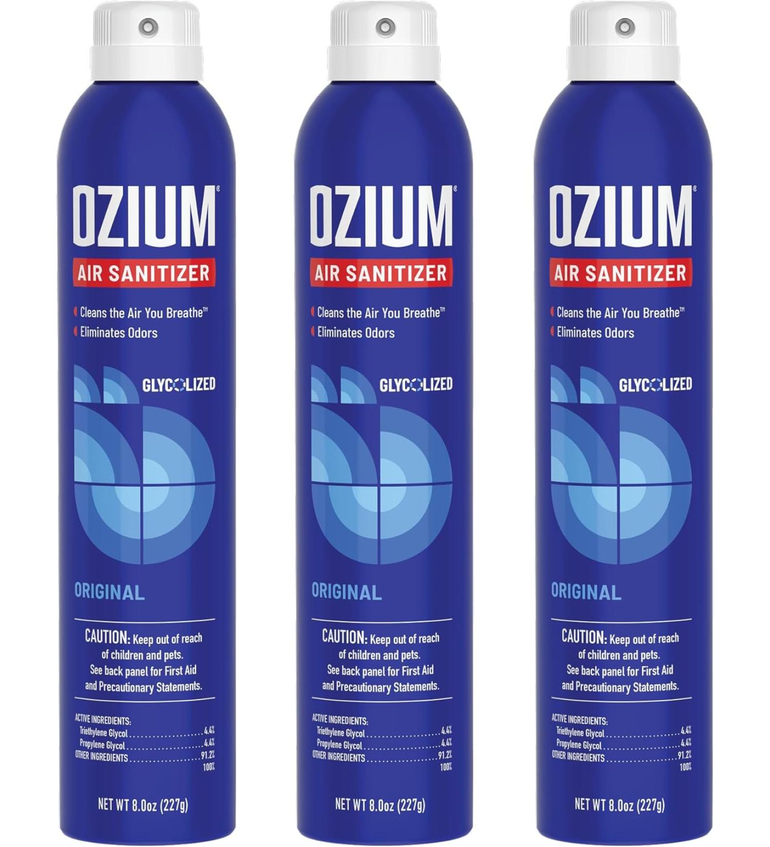 Ozium 8 Oz. Air Sanitizer & Odor Eliminator - Original Scent (3 Pack) for Homes, Cars, Offices - Buy Online on GoSupps.com