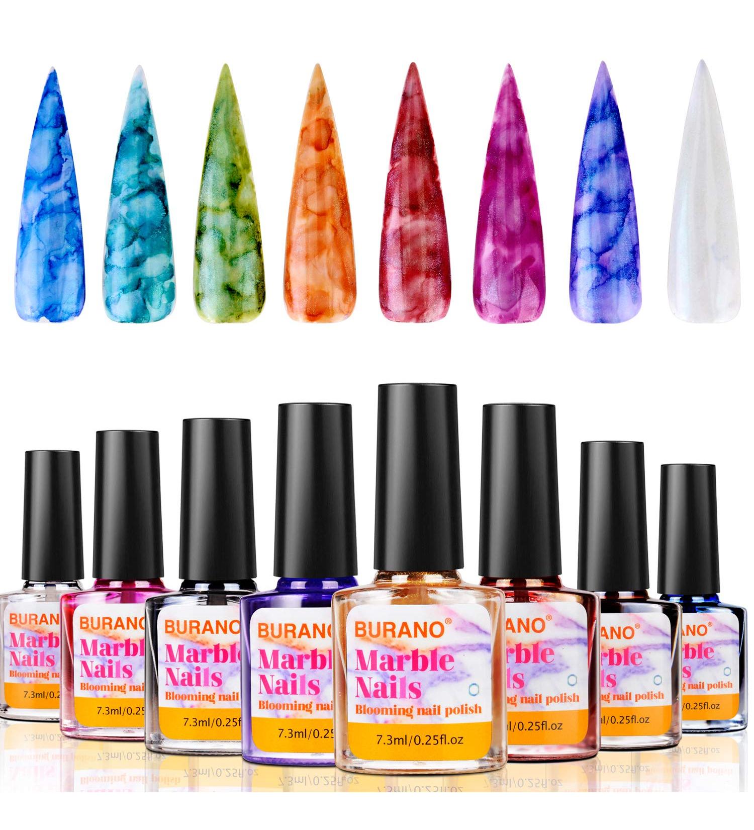 BURANO Marble Nail Gel Polish Set - 8 Colors Glitter Gel for Nail Art - Fall Winter Collection - Buy Online on GoSupps.com