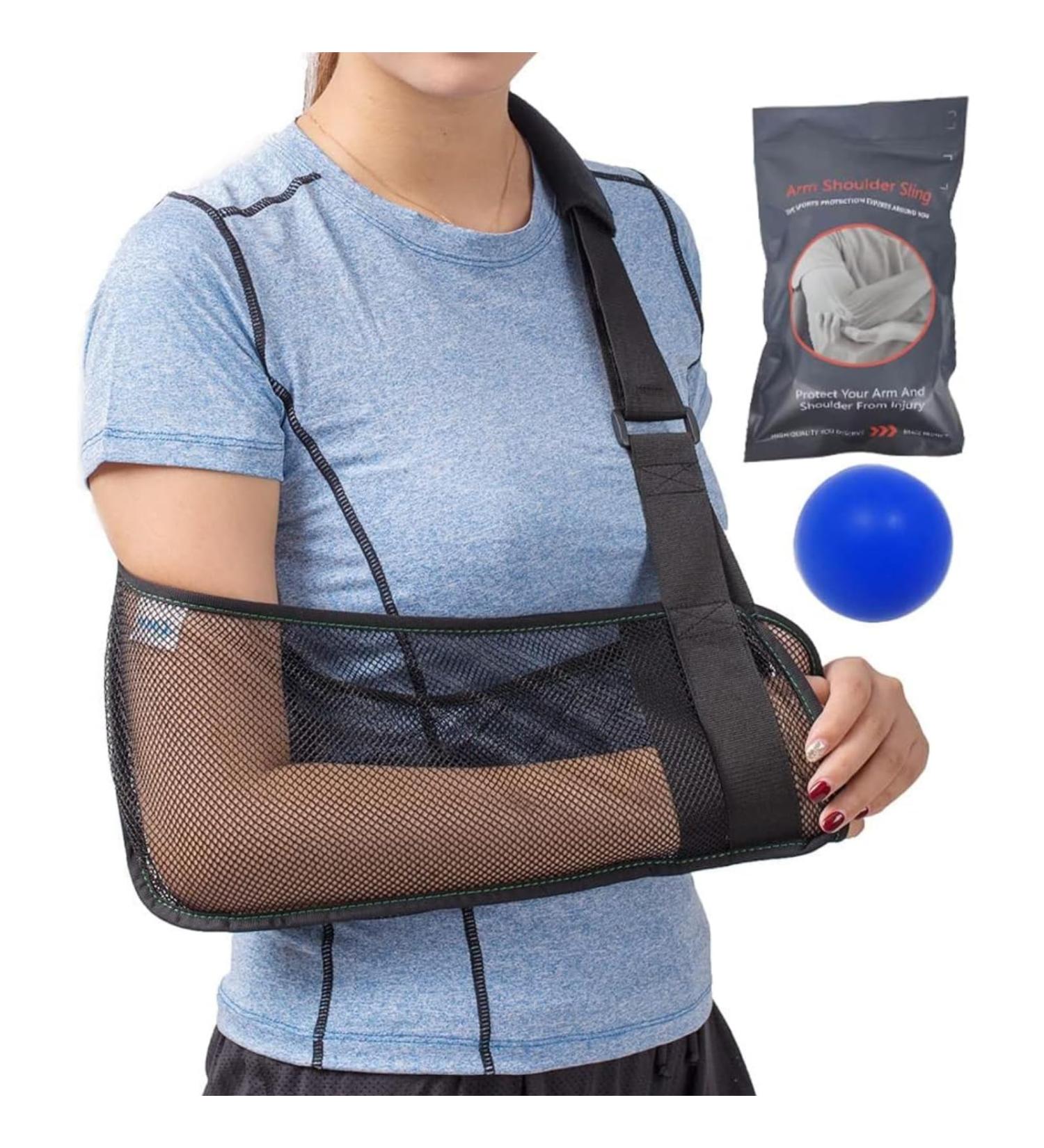Mesh Arm Shoulder Sling | Medical Shoulder Immobilizer for Shower | Adjustable Arm Brace for Torn Rotator Cuff Injury | Unisex Right & Left Arm Support - Buy Online on GoSupps.com