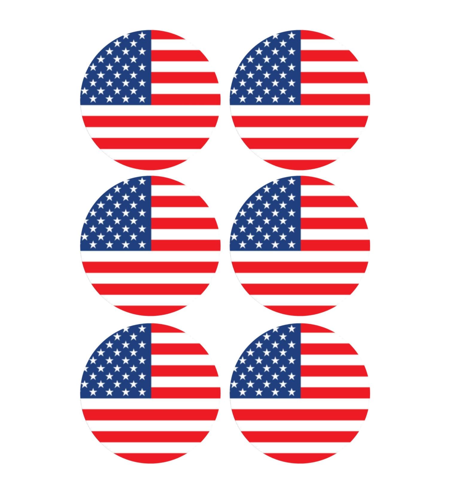 6 x America USA Flag Edible Wafer or Icing Cupcake Topper Fun Country Party Cake Decorations Perfect For Brownies Cookies Muffins & More! (Edible Wafer Card)