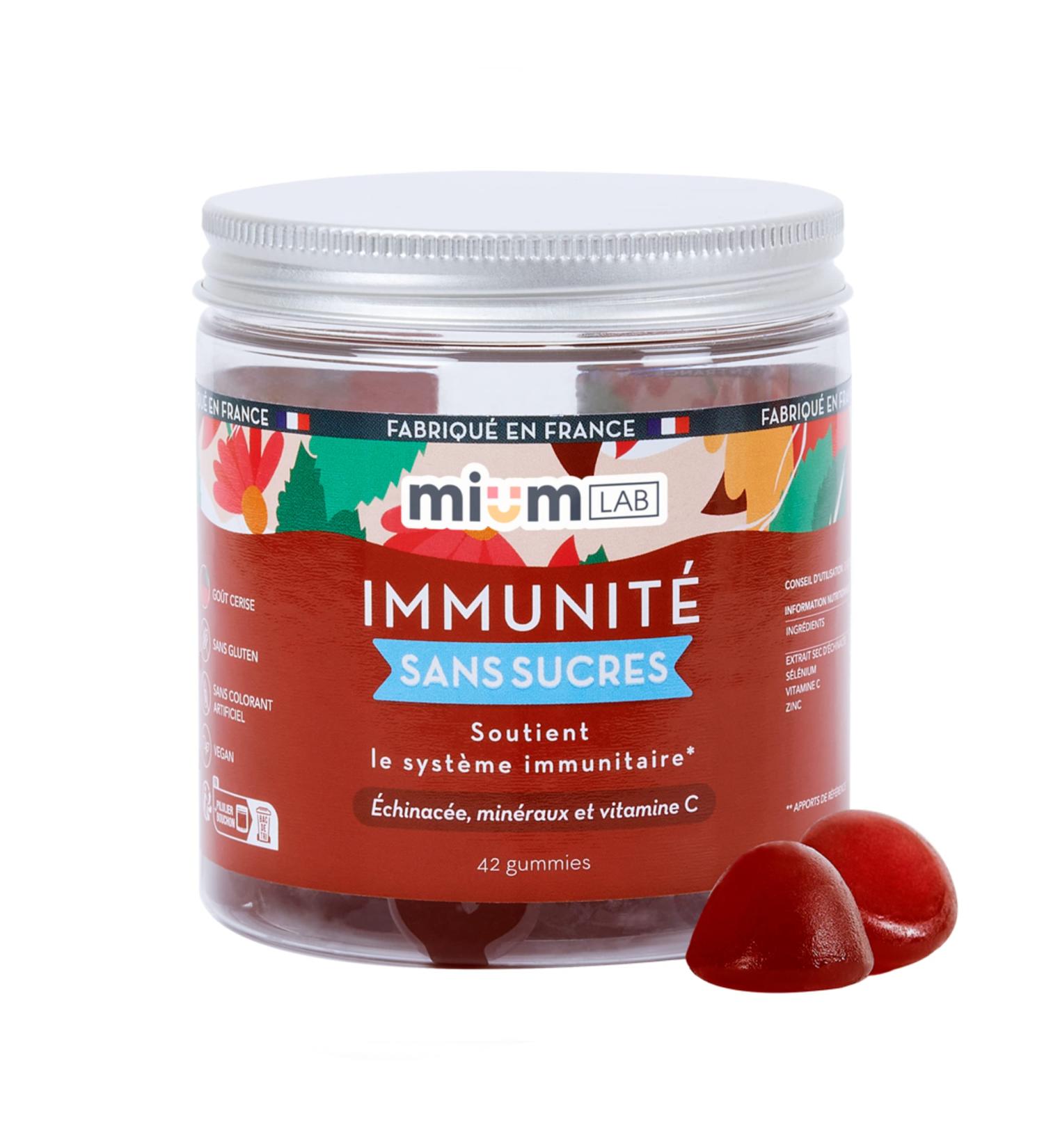 Mium Lab - Immune Boost Energy & Body Strengthening - Plants Vitamins and Minerals: Echinacea Zinc Vitamin C & Selenium - 21 Day Cure - Cherry Flavor - Made in France - Buy Online on GoSupps.com