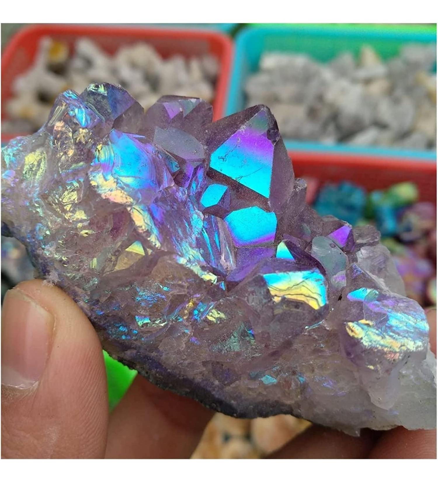 Amethyst Rough Stone 2kg Rainbow Aura Amethyst Clusters Full of Texture - Buy Online on GoSupps.com