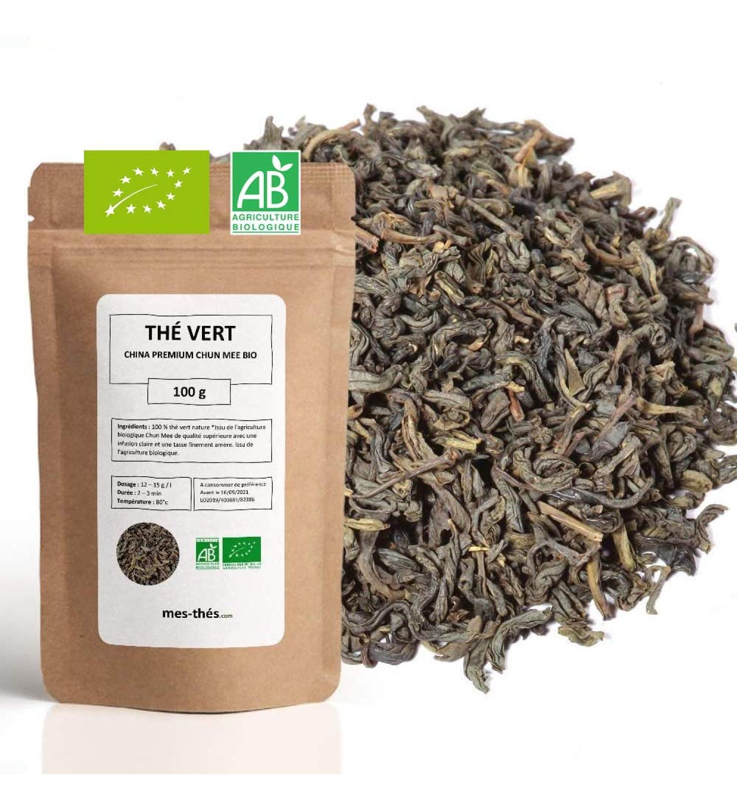 Organic Green Tea China Premium Chun Mee Nature Green Tea Loose Green Tea 100g Bag with Zip 40 Cups 100% Organic Farming Quality Green Tea Satisfied or Refunded  - Buy Online on GoSupps.com