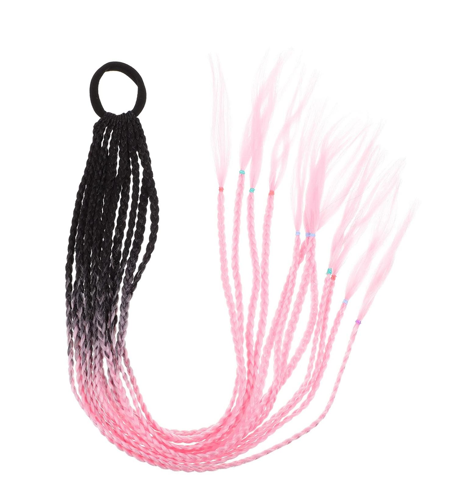 Ponytail Women's Hairstyle Decor Dreadlock Wig for Kids Kid Hair Ties Curly Wig Twist Bohemian Body Hair Accessory Hairpiece Passion Headband Hair Rope Hair Piece Child Braid Silk Black Pink - Buy Online on GoSupps.com