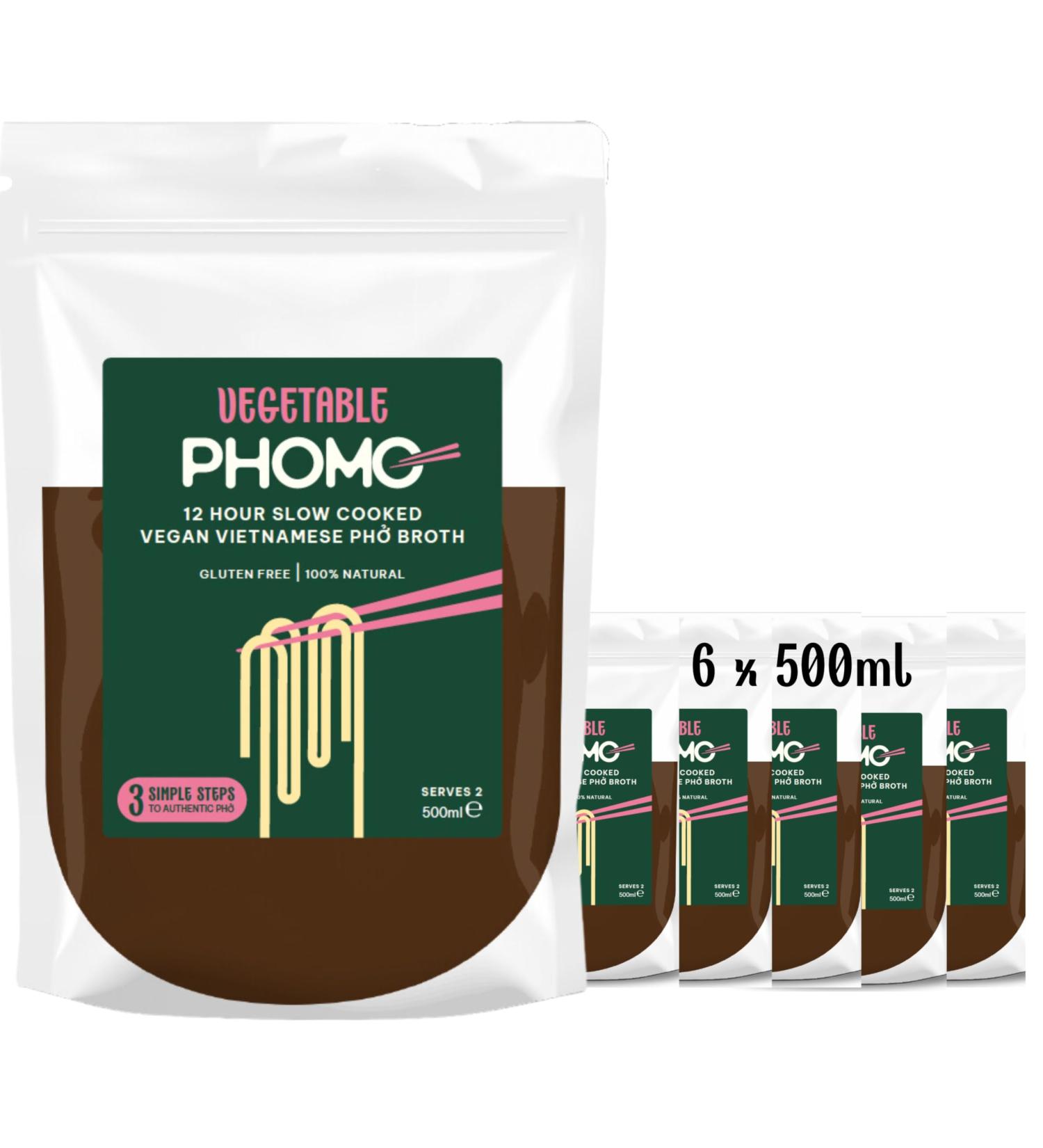 Authentic Vegetable Pho Broth - Slow-Simmered 12-Hour Vietnamese Recipe - 100% Natural Ingredients - No MSG/Preservatives - Gluten/Nut/Sesame Free - 45 Calories - Makes Two Bowls - Buy Online on GoSupps.com