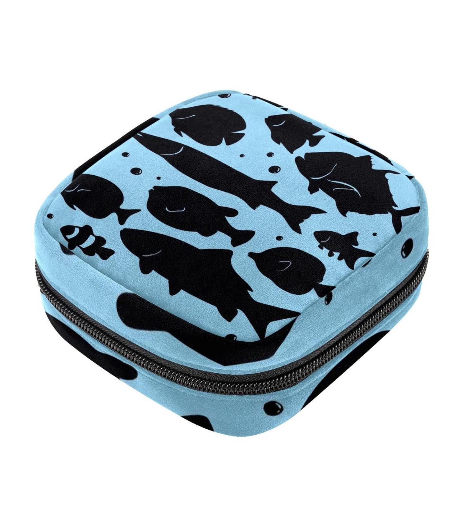 Fish Design Menstrual Cup & Sanitary Napkin Storage Bag | Makeup Organizer for Girls | Portable & Multicolored - HomeDecorZone - Buy Online on GoSupps.com