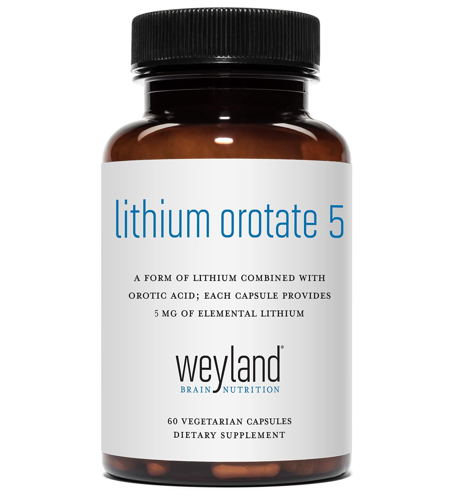 Lithium Orotate 5mg | 60 Vegetarian Capsules | Elemental Lithium Supplement - Buy Online on GoSupps.com