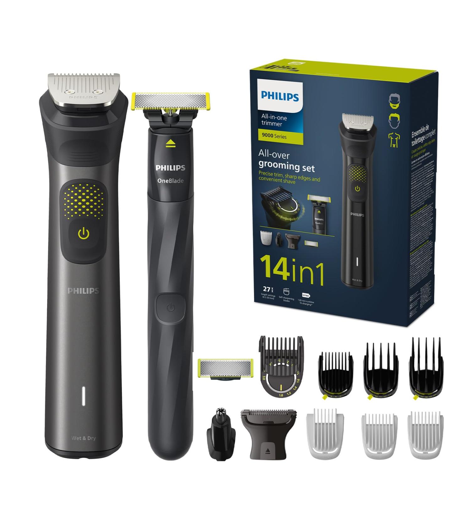 Philips Multigroom Series 9000 - 14-in-1 Beard Trimmer & Hair Clipper | MG9550/15 | 27 Length Settings 2x Original Blades for Face Head & Body - Buy Online on GoSupps.com