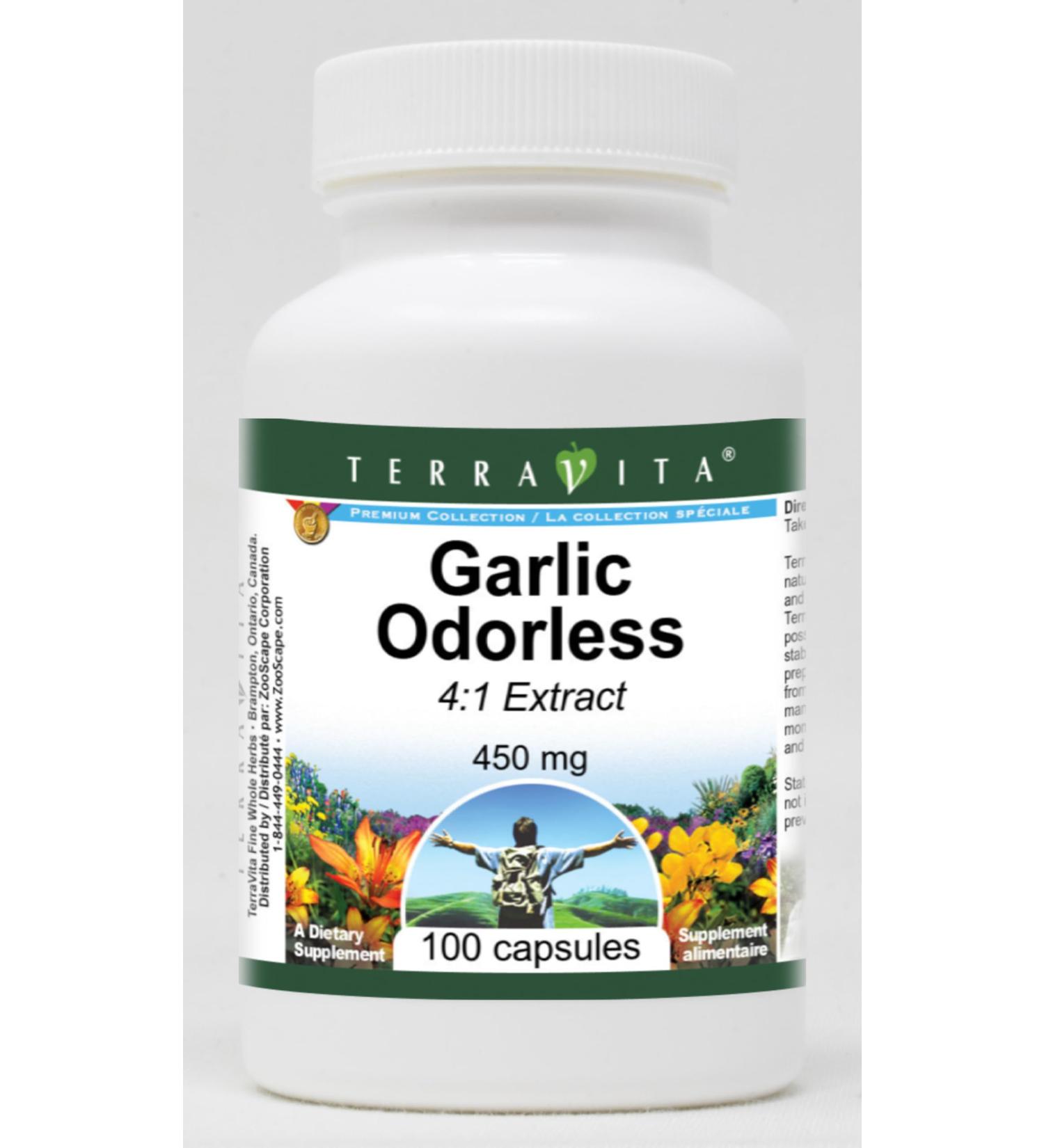 Garlic Odorless 4:1-450 mg (100 Capsules ZIN: 520197) - Buy Online on GoSupps.com