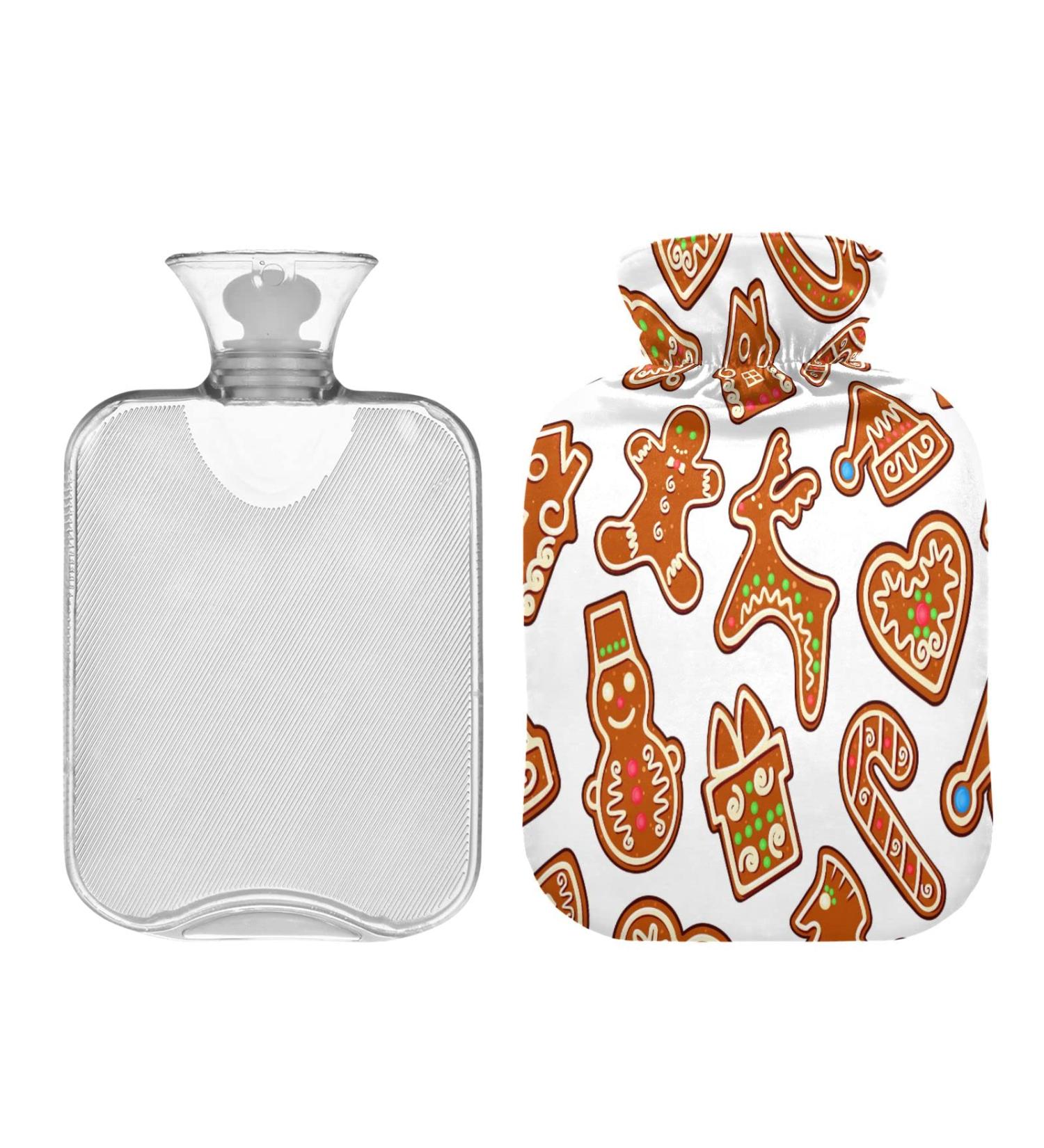 KCL Deci Hot Water Bottle with Cover - 2L for Pain Relief & Comfort | Christmas Cookies & Gingerbread Man Design | Ideal Hot and Cold Therapy Solution for Cramps & Foot Warmth - Buy Online on GoSupps.com