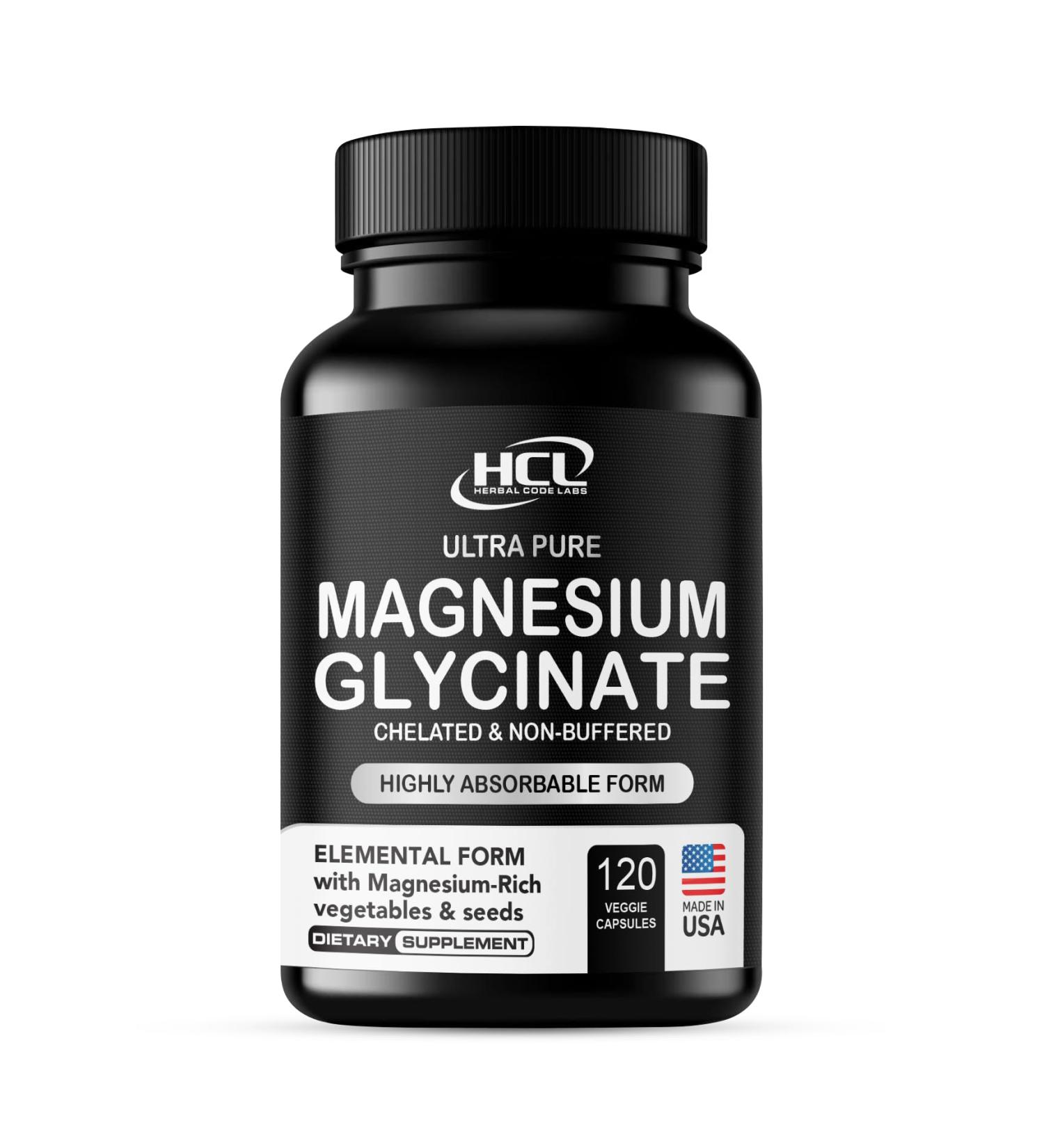 Pure Magnesium Glycinate Capsules - Non-Buffered 350mg Elemental Magnesium Supplement - Chelated High Absorption & Purity Magnesium Complex - Made in USA - Buy Online on GoSupps.com