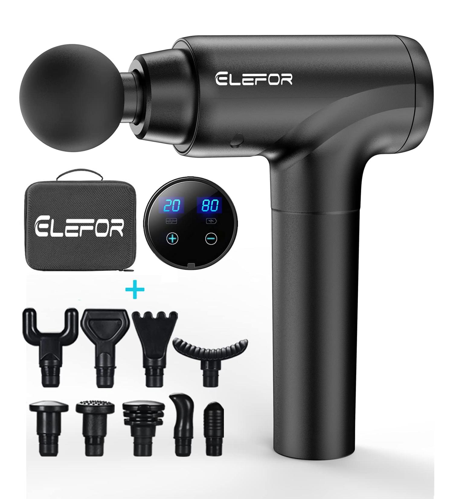 Deep Tissue Percussion Massage Gun for Athletes - 20 Speeds, 10 Heads - Matte Black | Pain Relief Back Massager - Buy Online on GoSupps.com