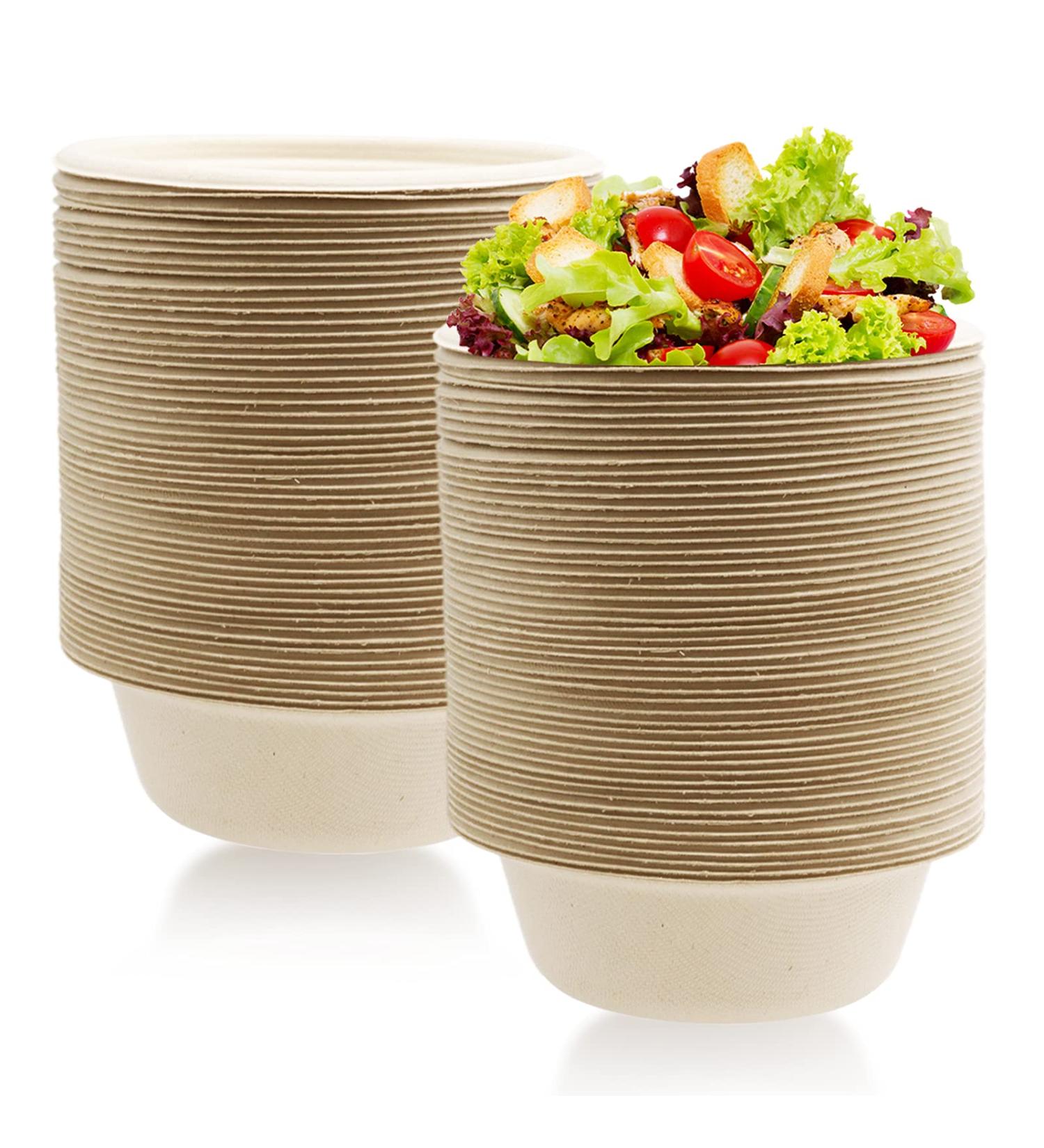 100 Pack 12oz Disposable Paper Bowls - Eco-Friendly Natural Bagasse, Heavy Duty Compostable Bowls for Parties & Catering - Buy Online on GoSupps.com