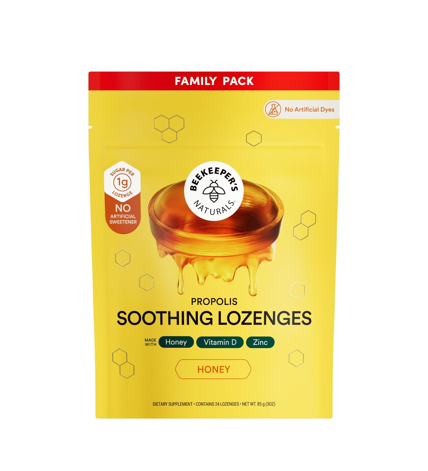 Beekeeper's Naturals Soothing Honey Cough Drops - Immune Support with Vitamin D Zinc and Propolis Throat Soothing Lozenges 24 Ct Honey Lozenges 24 Count - Buy Online on GoSupps.com