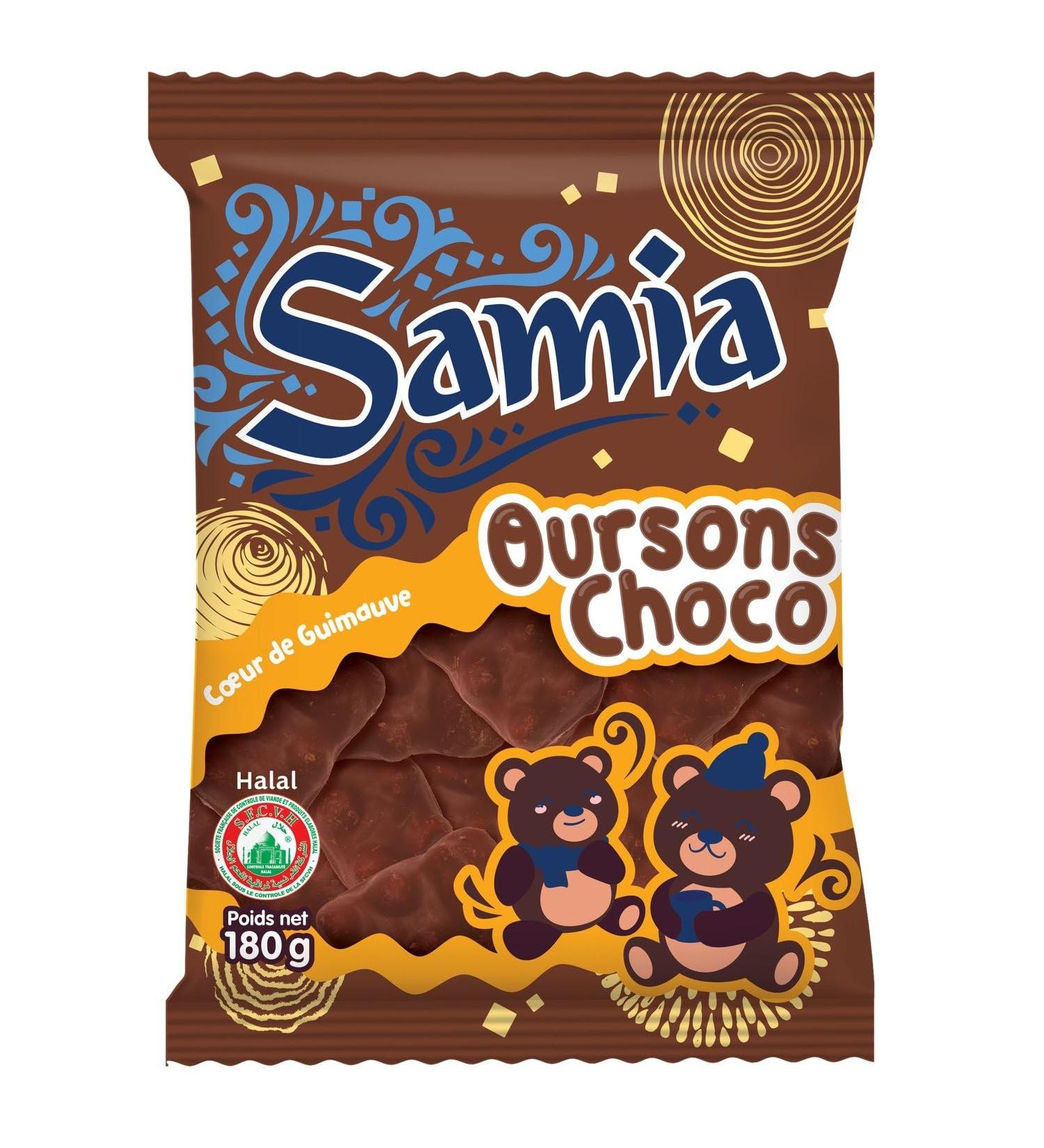 Bonbons oursons guimauve chocolat halal SAMIA - le sachet de 180 g Lot De 4 - Par Lot