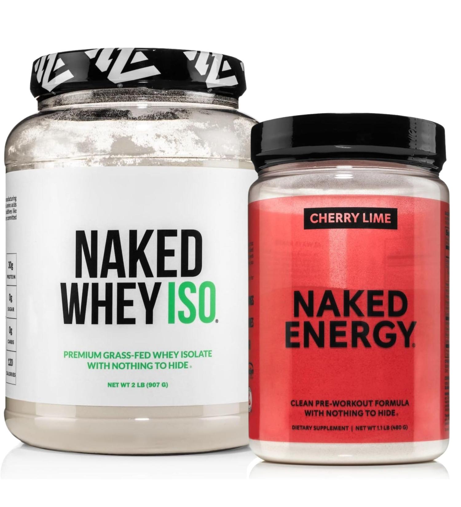NAKED Whey Isolate Protein Powder (28 Servings) Cherry Lime Energy Pre Workout (30 Servings) Grass-Fed Non-GMO Gluten Free Vegan - Buy Online on GoSupps.com