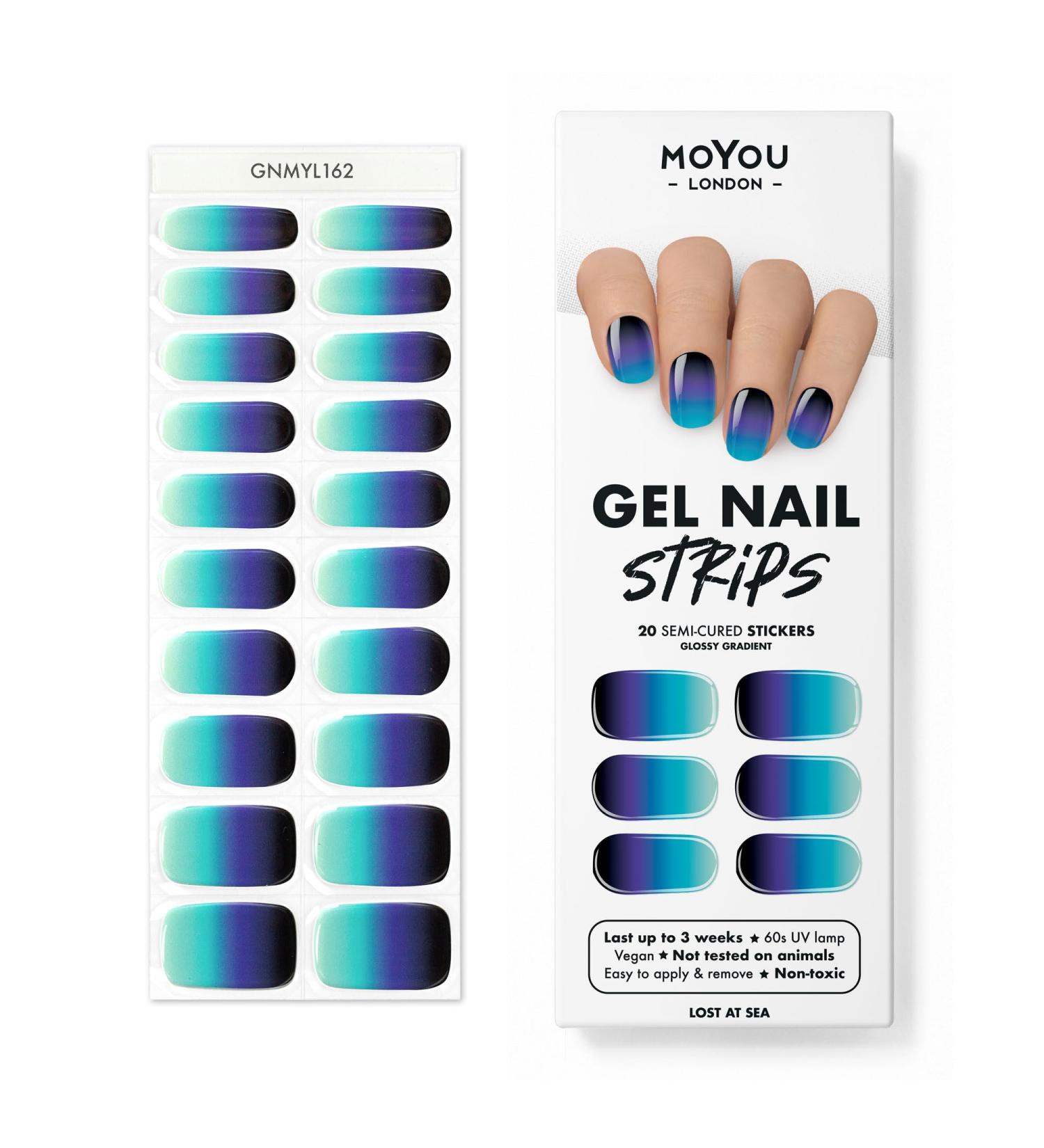 MOYOU LONDON Semi-Cured UV Gel Strips - 20 Piece Gel Nail Foils for Salon Quality Manicure - Lost at Sea - International Shipping Available - Buy Online on GoSupps.com