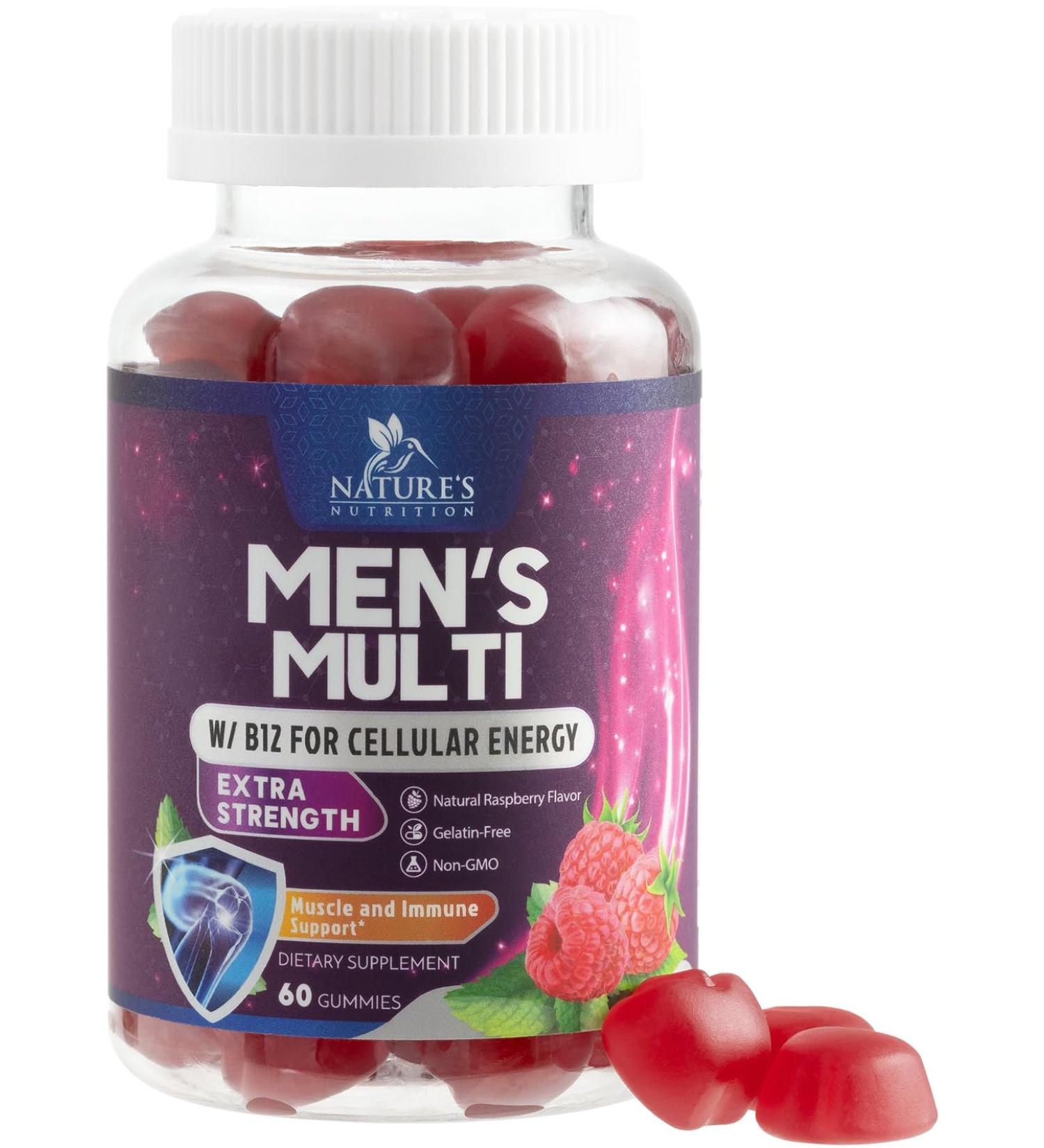 Multivitamin for Men - Complete Daily Mens Multivitamin Gummies with Vitamin D B Vitamins Zinc & More - Energy Memory Focus & Immune Health Support - 13 Essential Vitamins & Minerals - 60 Capsules - Buy Online on GoSupps.com