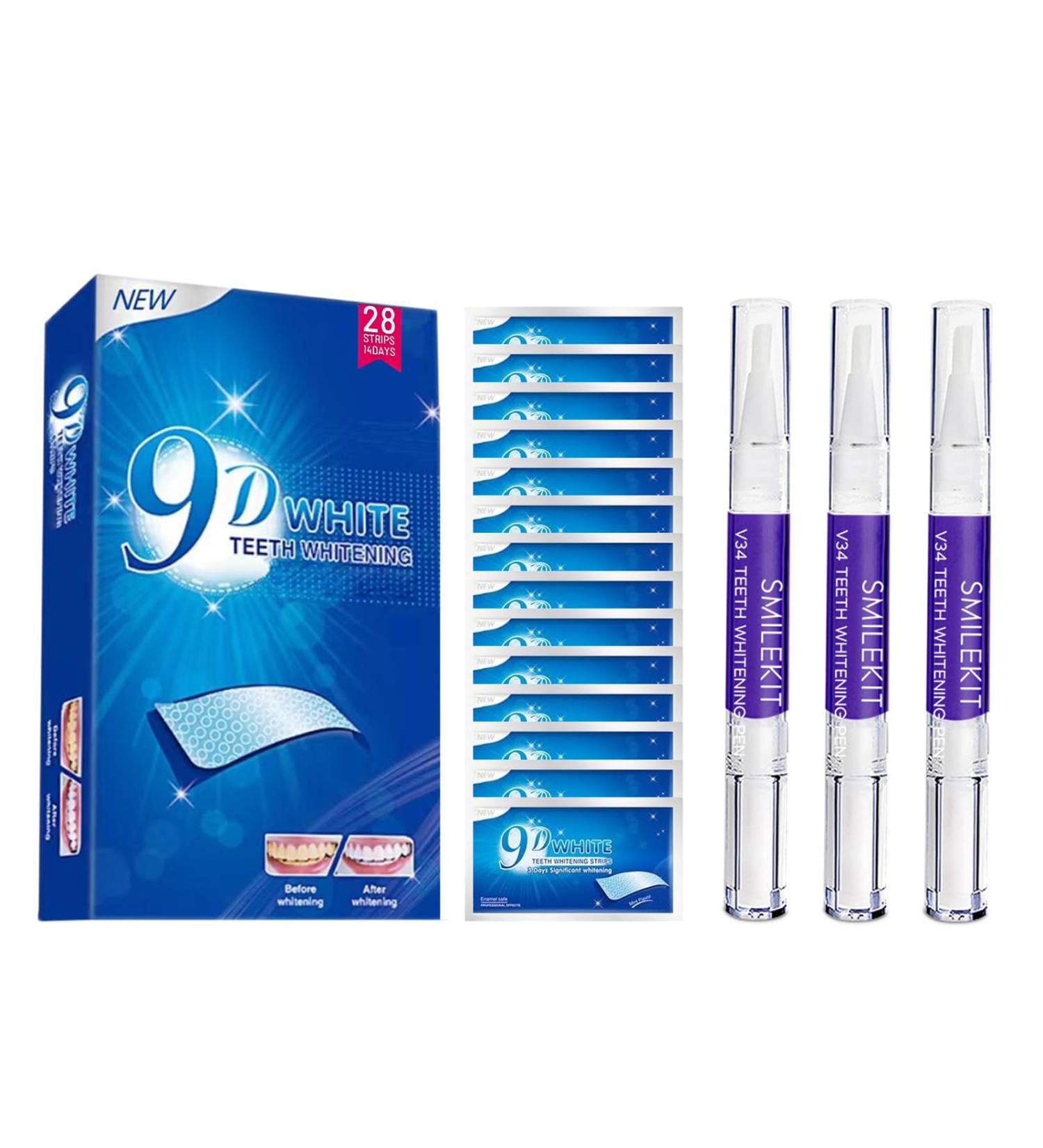Xumann 28PCS 9D Teeth Whitening Strips & 3PCS Whitening Pen Combo - Professional 5D 3D Upgraded Dental Whitener Kit - Buy Online on GoSupps.com