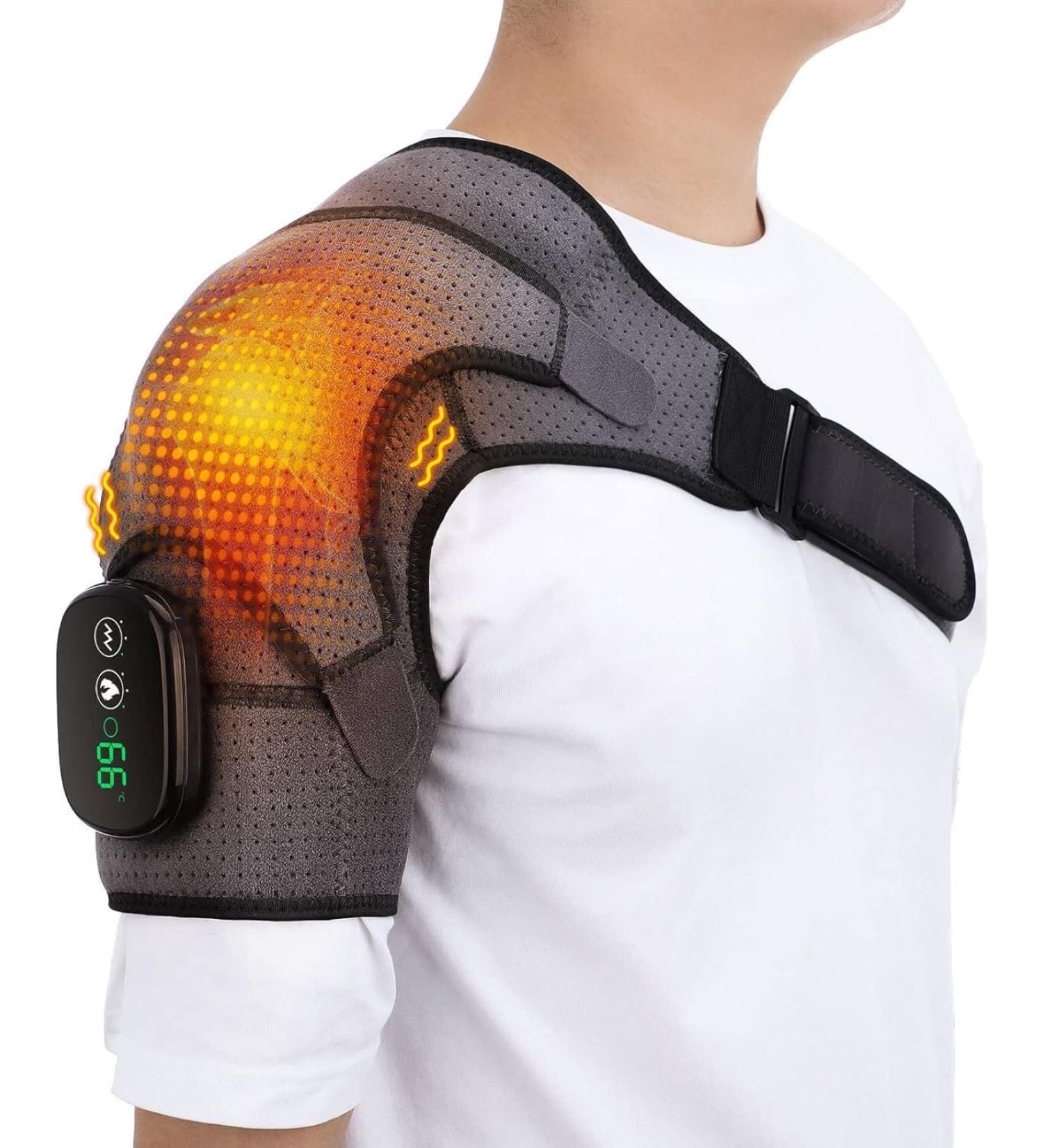 FoRes Brace Electric Shoulder Heating Pad Heat Therapy & Massage for Arthritis Pain Relief LED Display 3 Levels Ideal for International Shipping - Buy Online on GoSupps.com