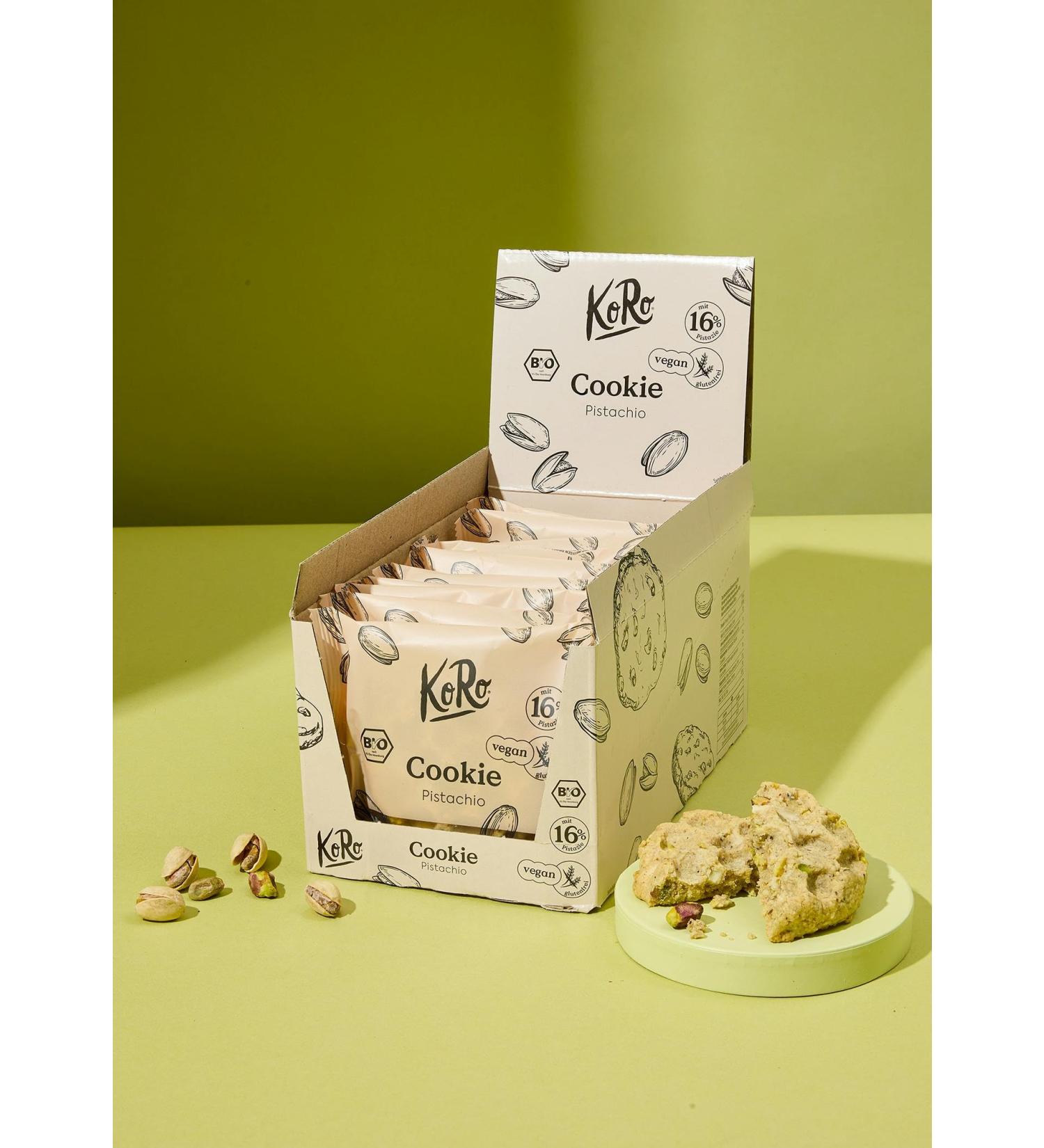 KoRo - Organic pistachio cookie (16%) - Vegan and gluten free - with white nuggets cashews and pistachios - organic quality - Buy Online on GoSupps.com