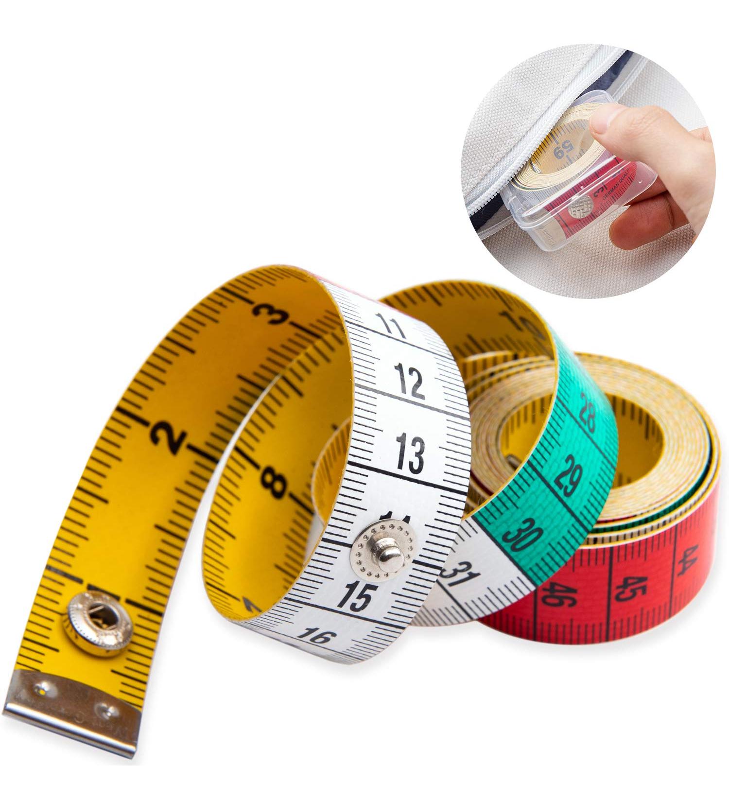 Soft Multicolor Tape Measure Set for Body Sewing and Craft - 60-inch/150-cm Dual Sided Measuring Tape with Snap Button Closure - Buy Online on GoSupps.com