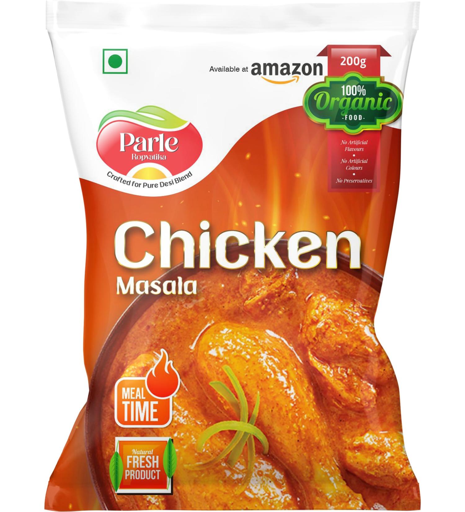 Parle Ropvatika Chicken Masala 100g - Natural Spices, No Added Flavours - Self Standing Zip Lock Pouch - Buy Online on GoSupps.com