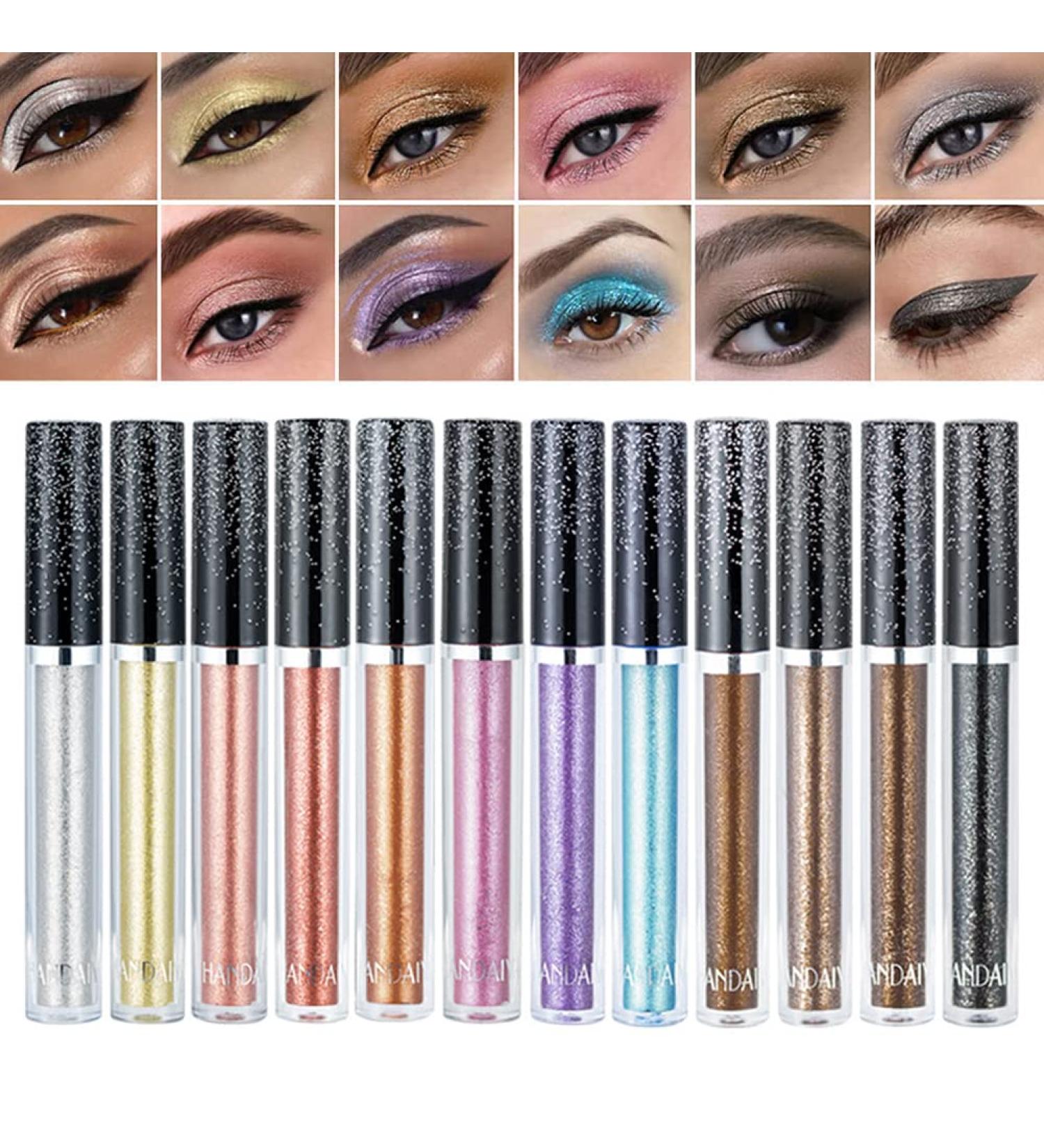 Pakivs 12 Color Metallic Liquid Eyeshadow Set - Long Lasting, Waterproof & Highly Pigmented Glitter Eye Shadow Kit - Buy Online on GoSupps.com